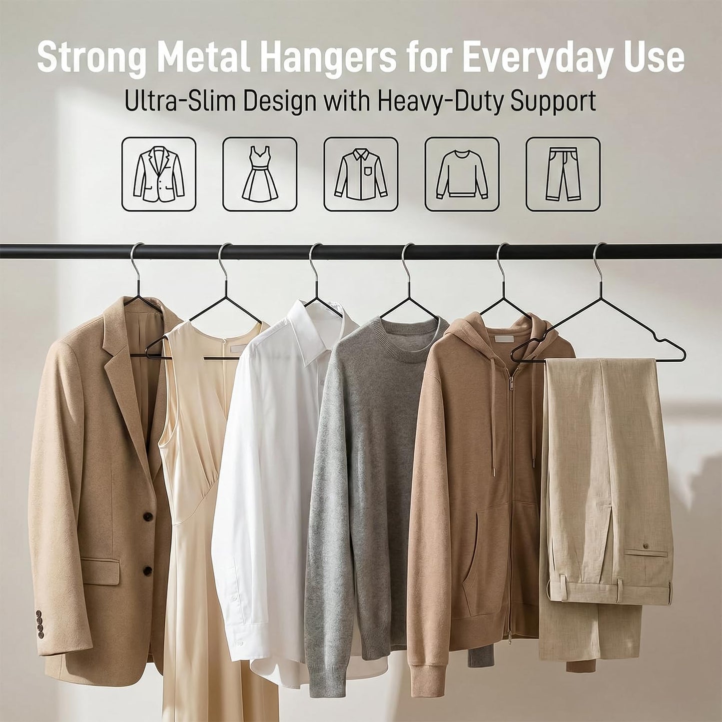 DrySmart 50 Pack Premium Rubber-Coated Metal Clothes Hangers – Heavy-Duty, Non-Slip, Space-Saving Coat Hangers for Adults, Ideal for Shirts, Suits