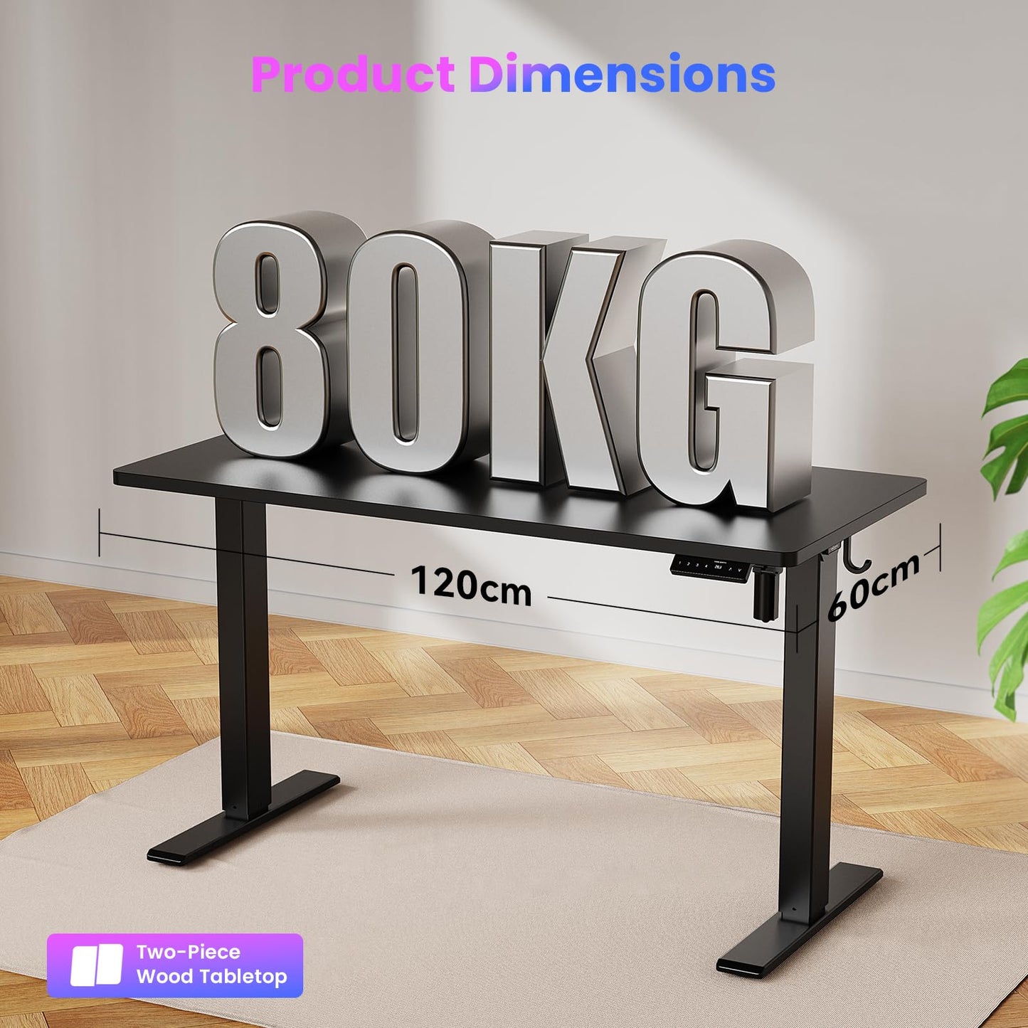 WALKINGDESK Electric Standing Desk, 120 x 60 cm, Black