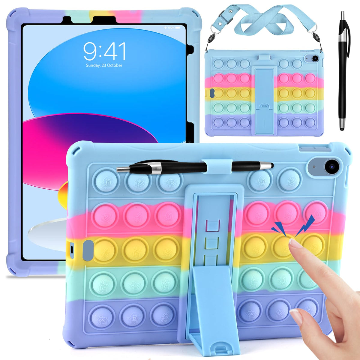 KATUMO Silicone Case for iPad (A16) 11th Generation 11 Inch (2025) / iPad 10th Generation 10.9 Inch (2022), Soft Rubber Cover with Stylus Pen and
