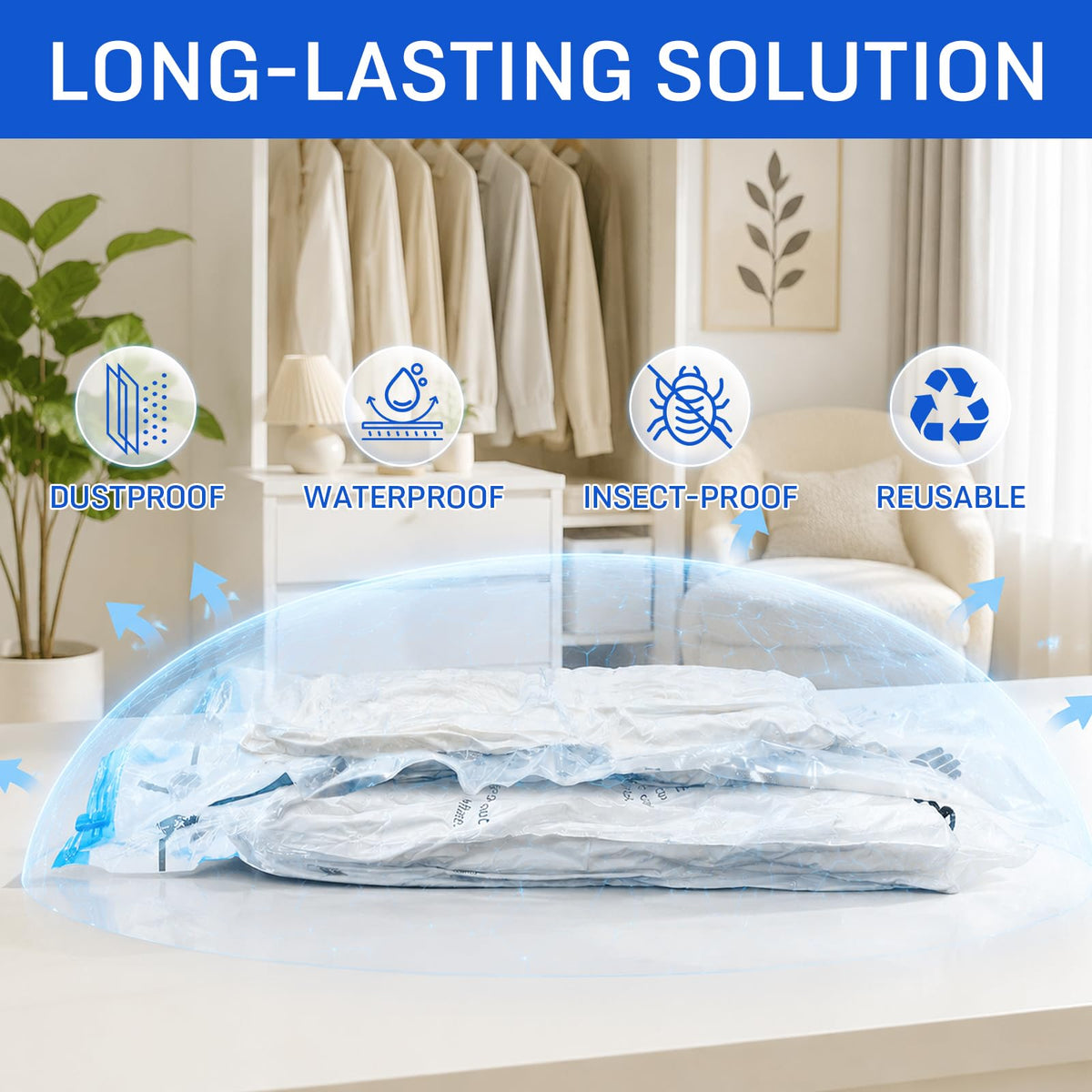 CaptainFive Small Vacuum Storage Bags 6 Packs(23.6'' x 16.1''), Small Vacuum Pack Bags for Clothes, Pillows, Comforters, duvets