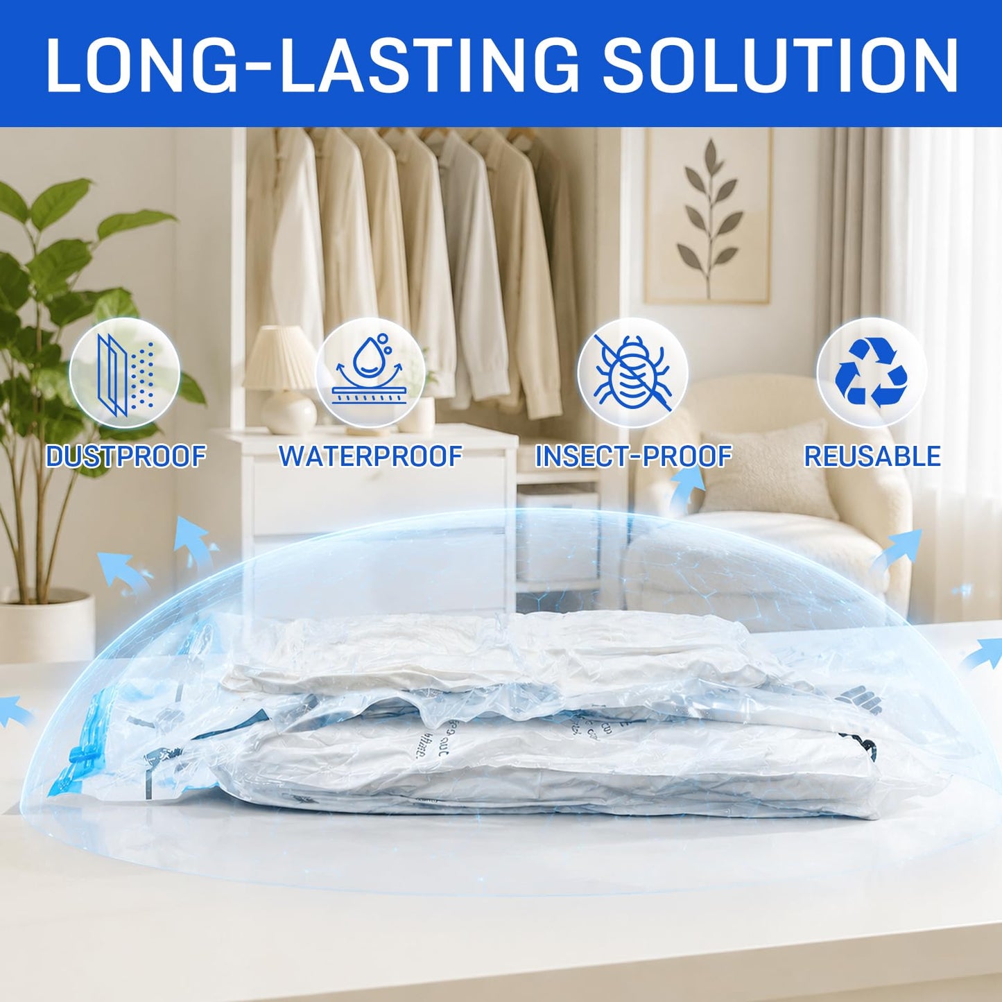 CaptainFive Vacuum Storage Bags Jumbo 6 Packs(39'' x 31.5'), Vacuum Pack Bags for Clothes, Pillows, Comforters, Duvets