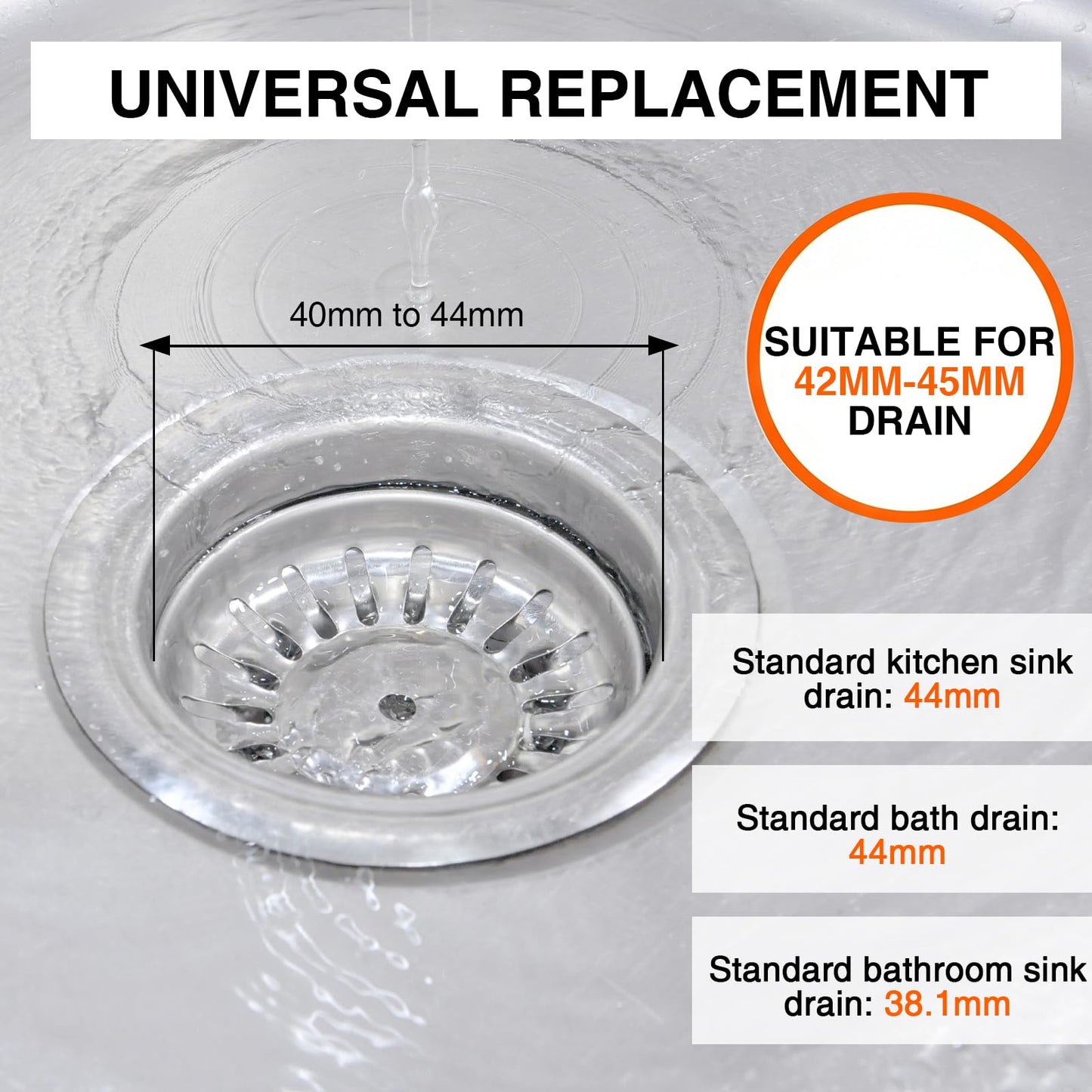 Guttiuaa 7 Pcs Kitchen Plug for Sink, Universal Bath Replacement Rubber Stopper Plugs with 40cm Metal Chain for Bathtub and Sinks