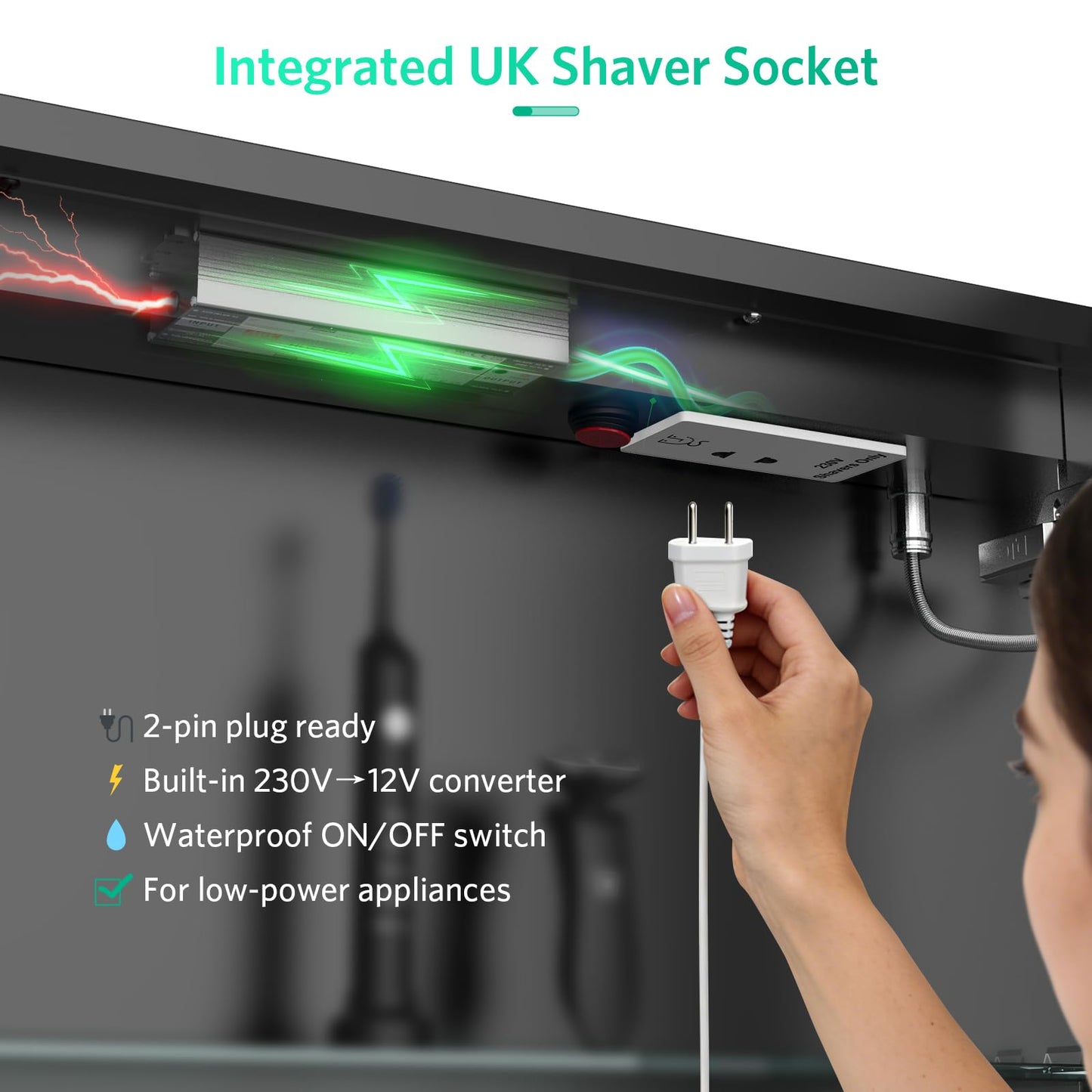 LUMIRRORS® LED Bathroom Mirror Cabinet with Shaver Socket 50x70cm Black