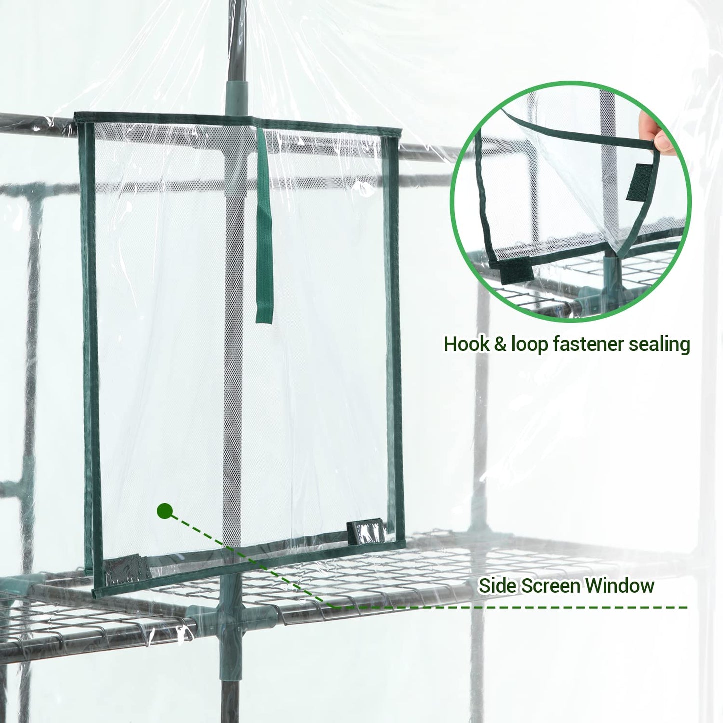 Ohuhu Plastic Greenhouse with Improved Transparent PVC Cover, Portable Walk in Plant Green House, 3 Tiers 12 Shelves Stands Small Greenhouses Backyard