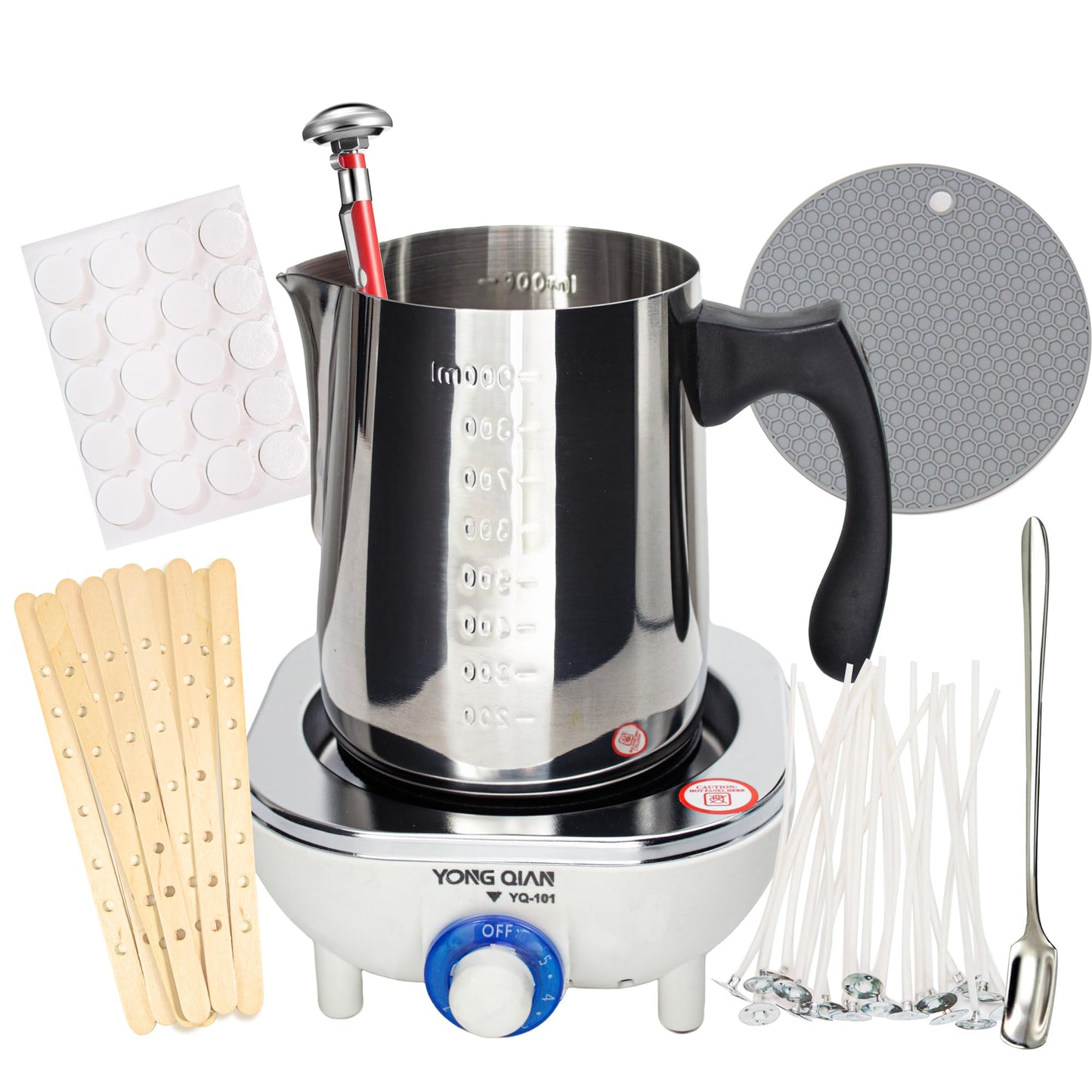 JULWHISPER DIY Candle Making Kit with Electronic Hot Plate for Beginners, Stater Candle Making Supplies for Adults with 900ML Wax Melting Pot,