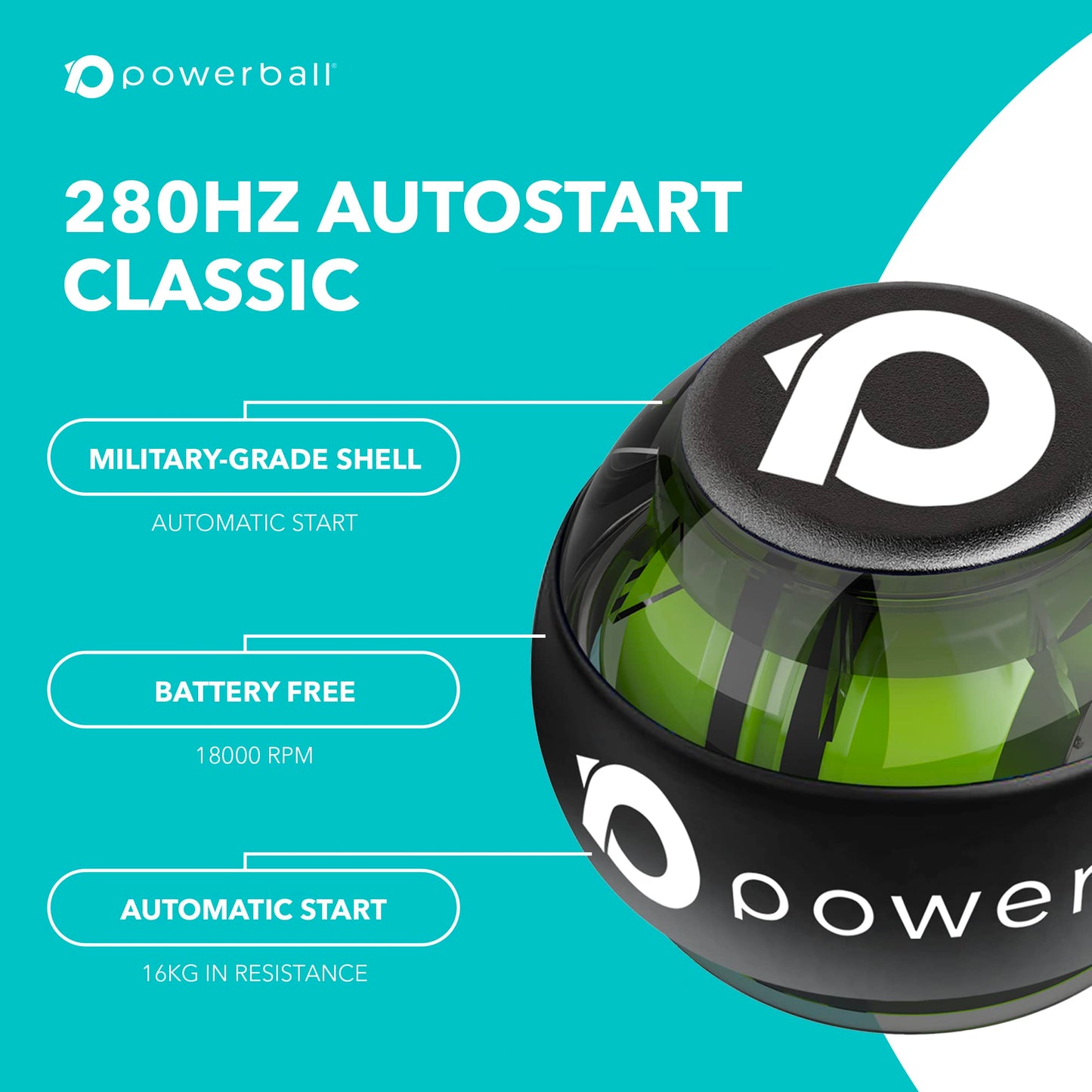 Powerball NSD Autostart Range - Hand, Grip, Wrist & Forearm Rehabilitation & Strengthening Gyroscopes (280hz Classic)
