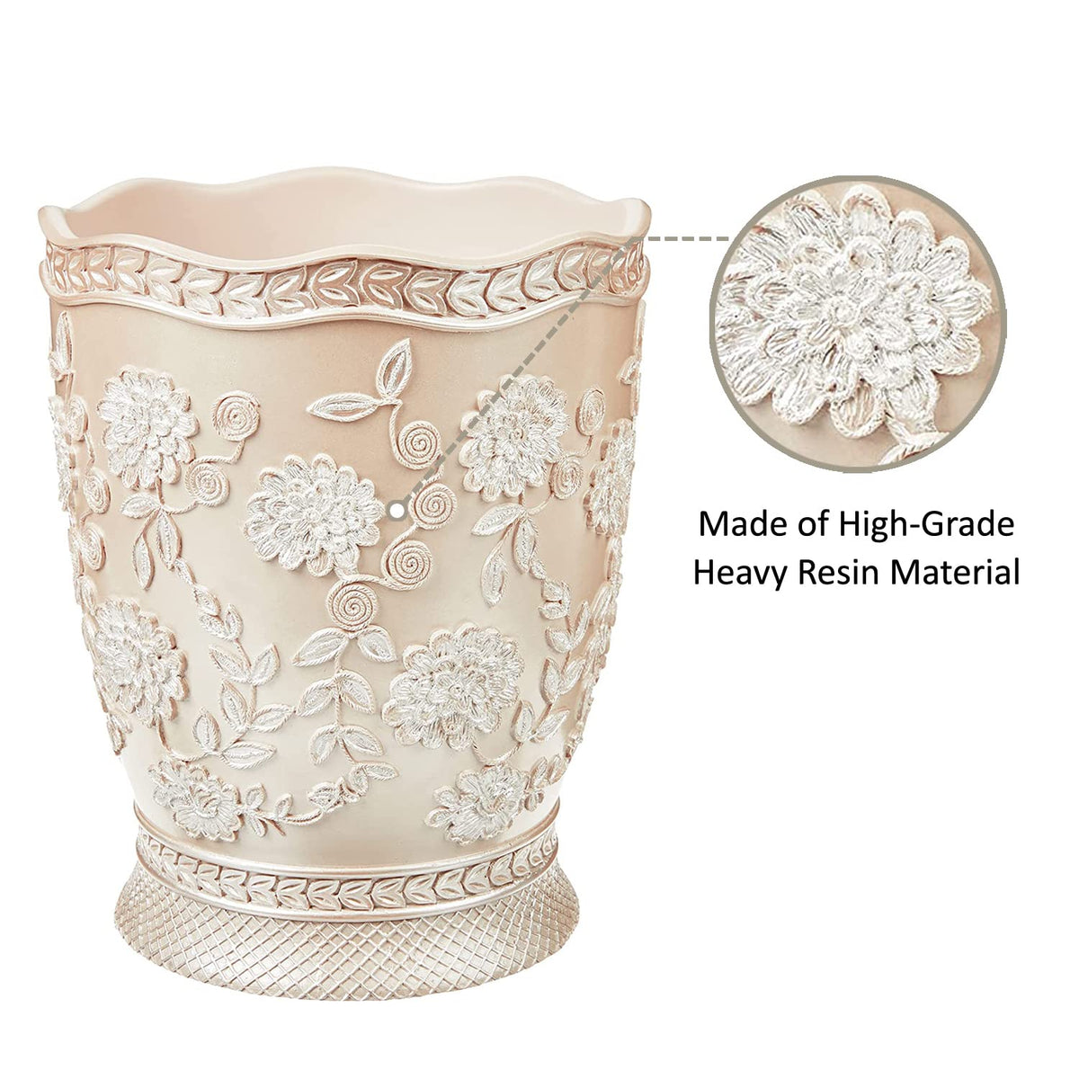 Popular Bath Rose Vine, Beige-Taupe, Waste Basket