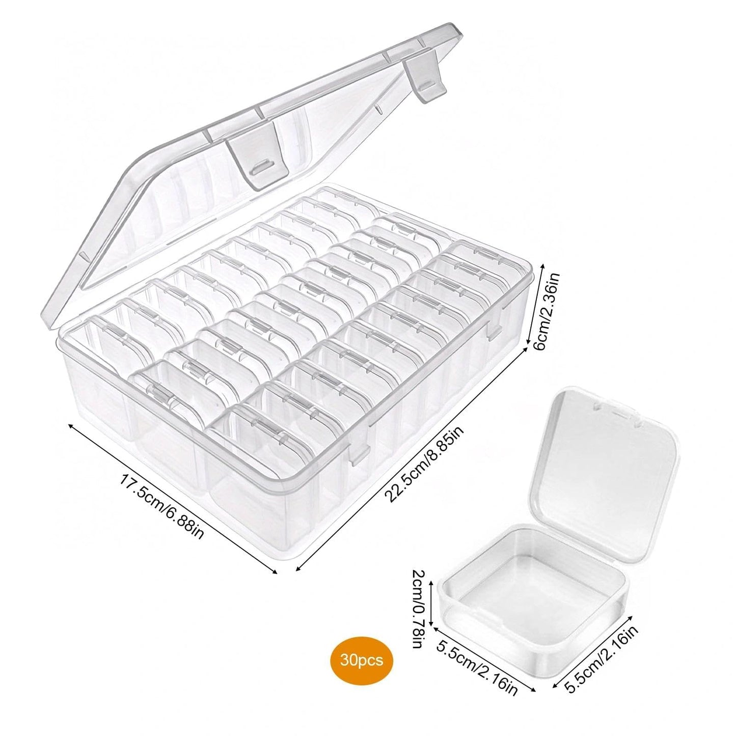 HAOQIAGA 30 Pcs Smal Bead Organiser Storage Box, Mini Bead Organiser Box
