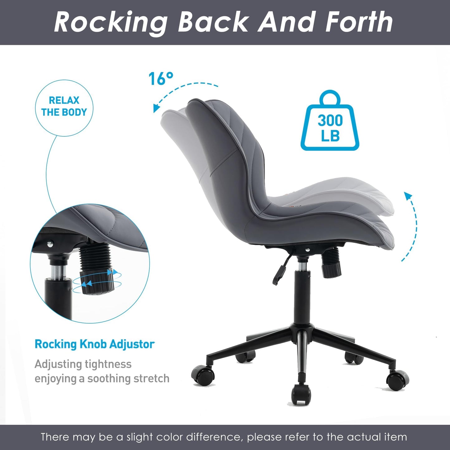 YOUNUOKE Desk Chair Adjustable Home Office Chair with Wheels, Purple