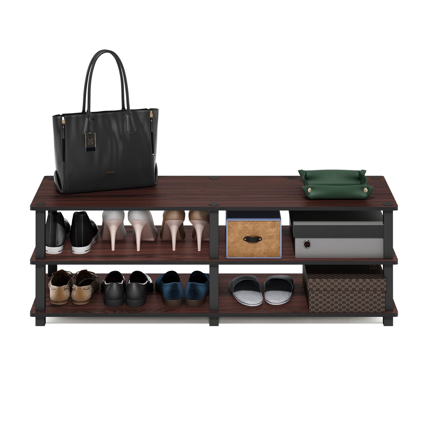 Furinno TURN-S-TUBE Shoe Rack, 3-Tier Shoe Organizer, Shoe Storage Rack with No Tools Assembly, 11.6 x 47.2 x 15.4, for Closet Entryway, Office