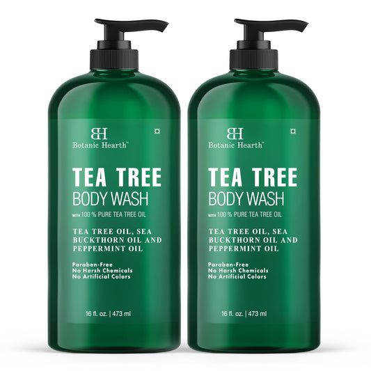 Botanic Hearth Tea Tree Body Wash, Helps with Nails, Athletes Foot, Ringworms, Jock Itch, Acne, Eczema & Odor, Soothes Itching Promotes Healthy Skin