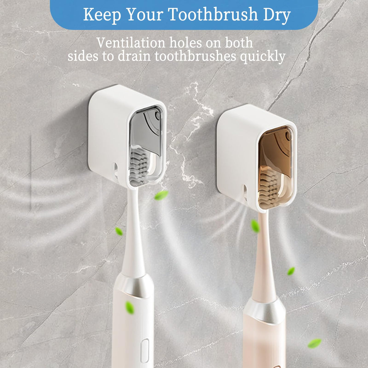4pcs Toothbrush Holders Wall Mounted with Cover, Self Adhesive Tooth Brush Holder, Toothbrush Holders for Bathroom