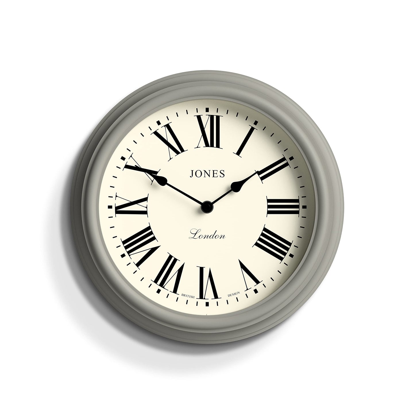 Jones Clocks Venetian wall clock | Classic round clock | 30cm | Grey | Roman numerals | Traditional design ideal for kitchen, living room or bedroom
