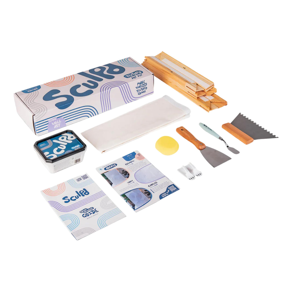 Sculpd Textured Canvas Kit - Complete Art Set with Texture Paste, Canvas, Palette Knife, Wall Hooks, Crafting Tools, Videos & Beginner Guide - DIY