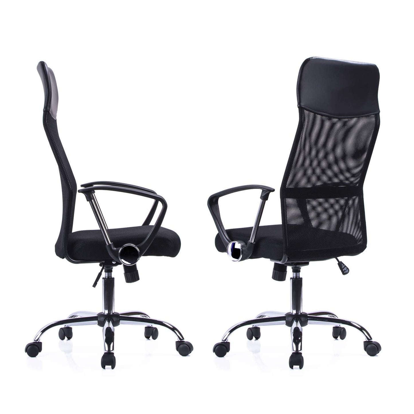 Exofcer Office Chair, High Back Desk Chair, Ergonomic Computer Chair, Height Adjustable, Breathable Padded Seat, Home Mesh Swivel Chair (Black)