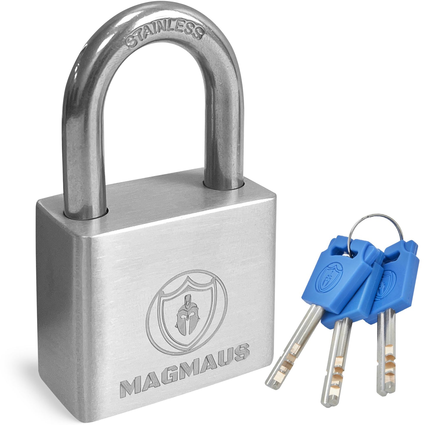 Magmaus? PDL40 [Never-Rust] Heavy Duty Waterproof Outdoor Padlock with 3 Keys - Stainless Steel - [High Security Protection] - Ideal Gate or Shed Lock