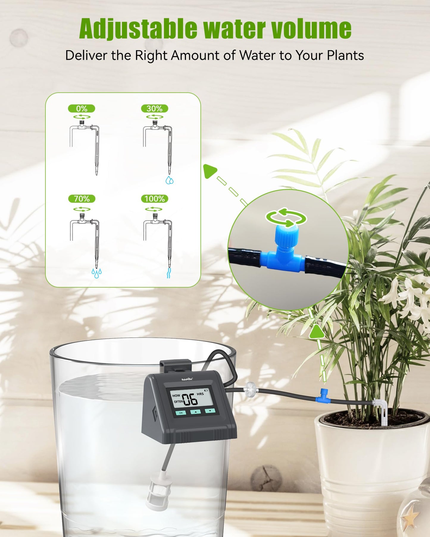 RAINPOINT Automatic Watering System, Water Volume Adjustable, Indoor Self Watering System for Potted Plants, DIY Drip Irrigation Kit for Garden