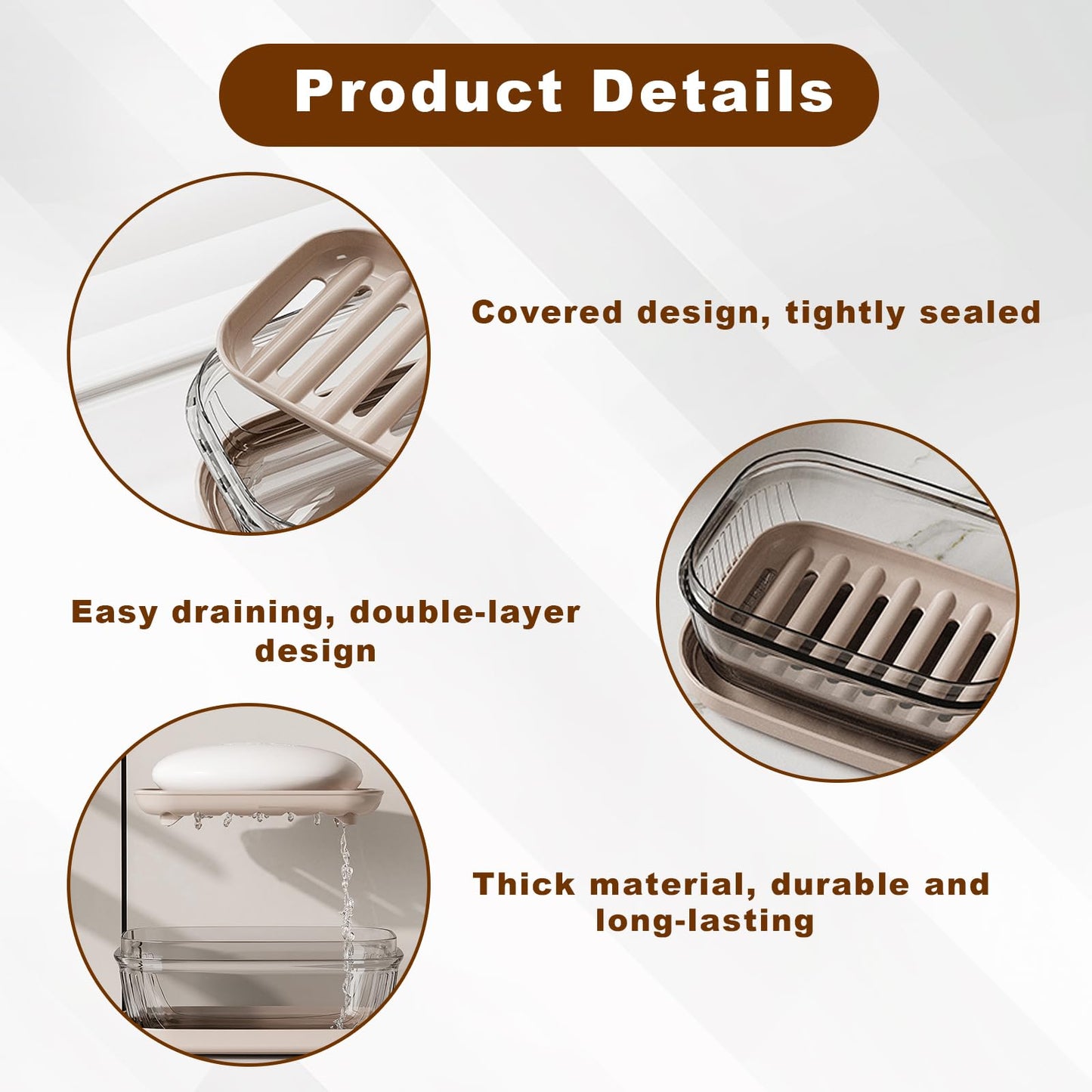 Travel Soap Case with Lid, Portable Moisture-Resistant Holder, PP