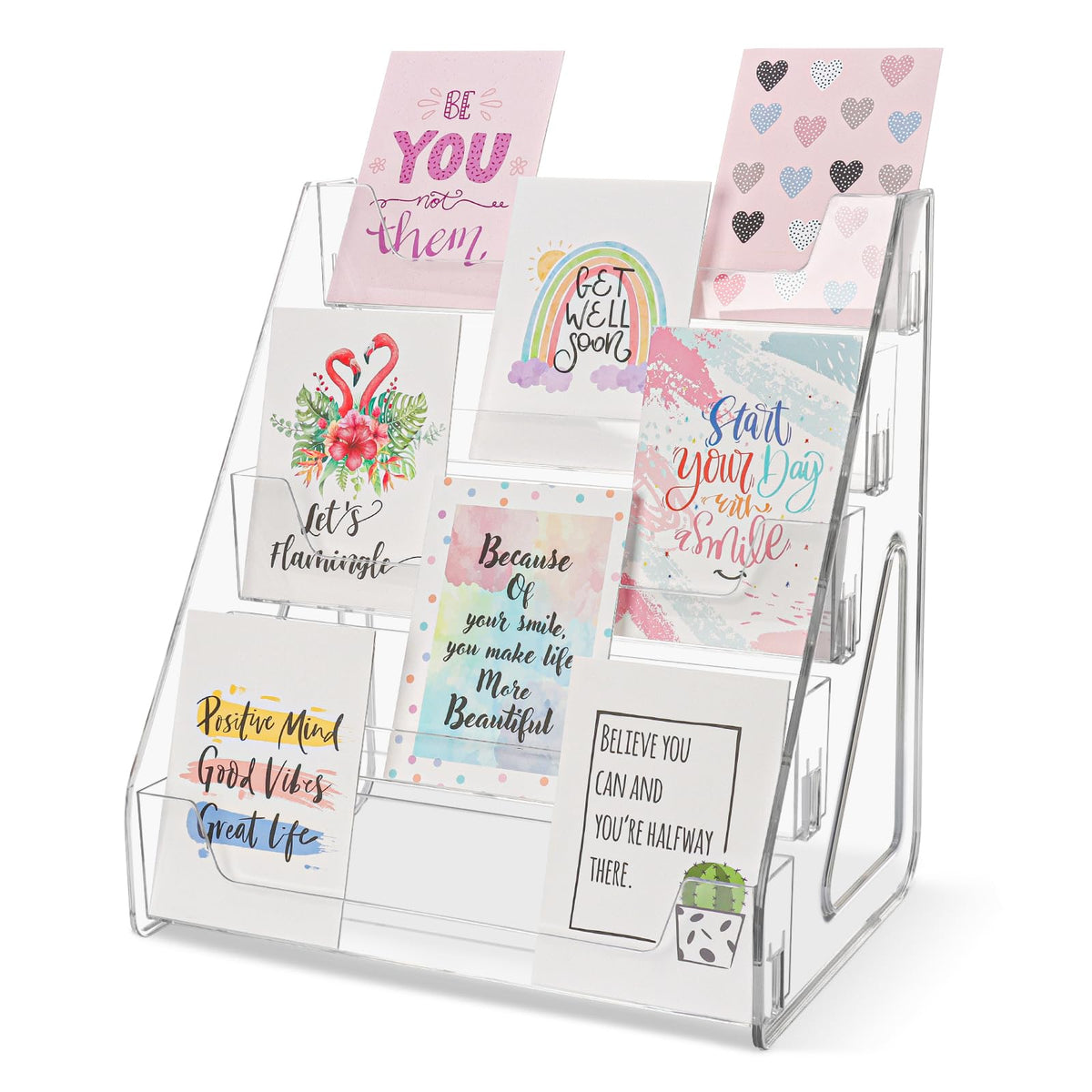 Greeting Card Display Stand 5 Tier Acrylic Greeting Card Rack Clear Postercard Holder Tiered Display Stand Brochure Holder Stand Magazine Organizer