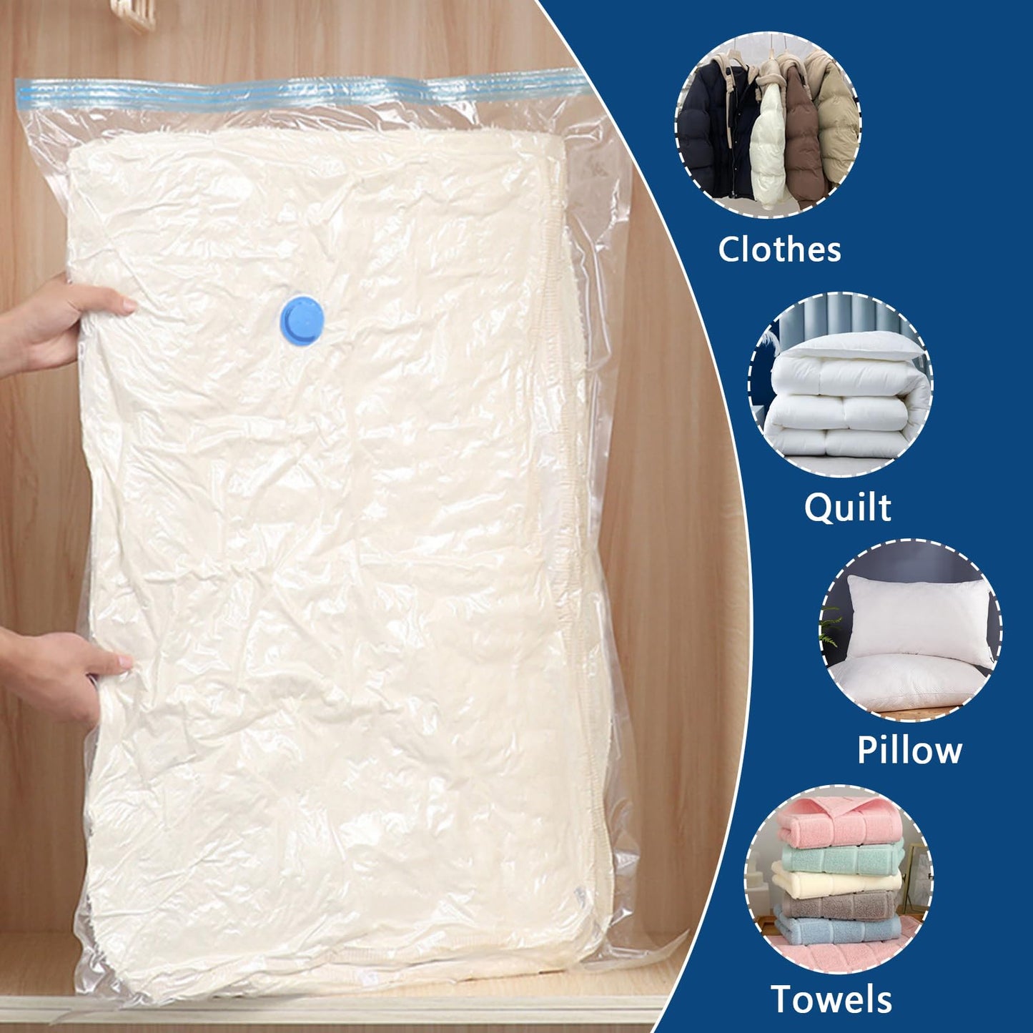 Vacuum Storage Bags - 4 Pack Extra Large (100X130cm) Space Saver Sealer Compression Bags, Reusable Vacuum Bags for Storage Clothes, Duvets, Bedding