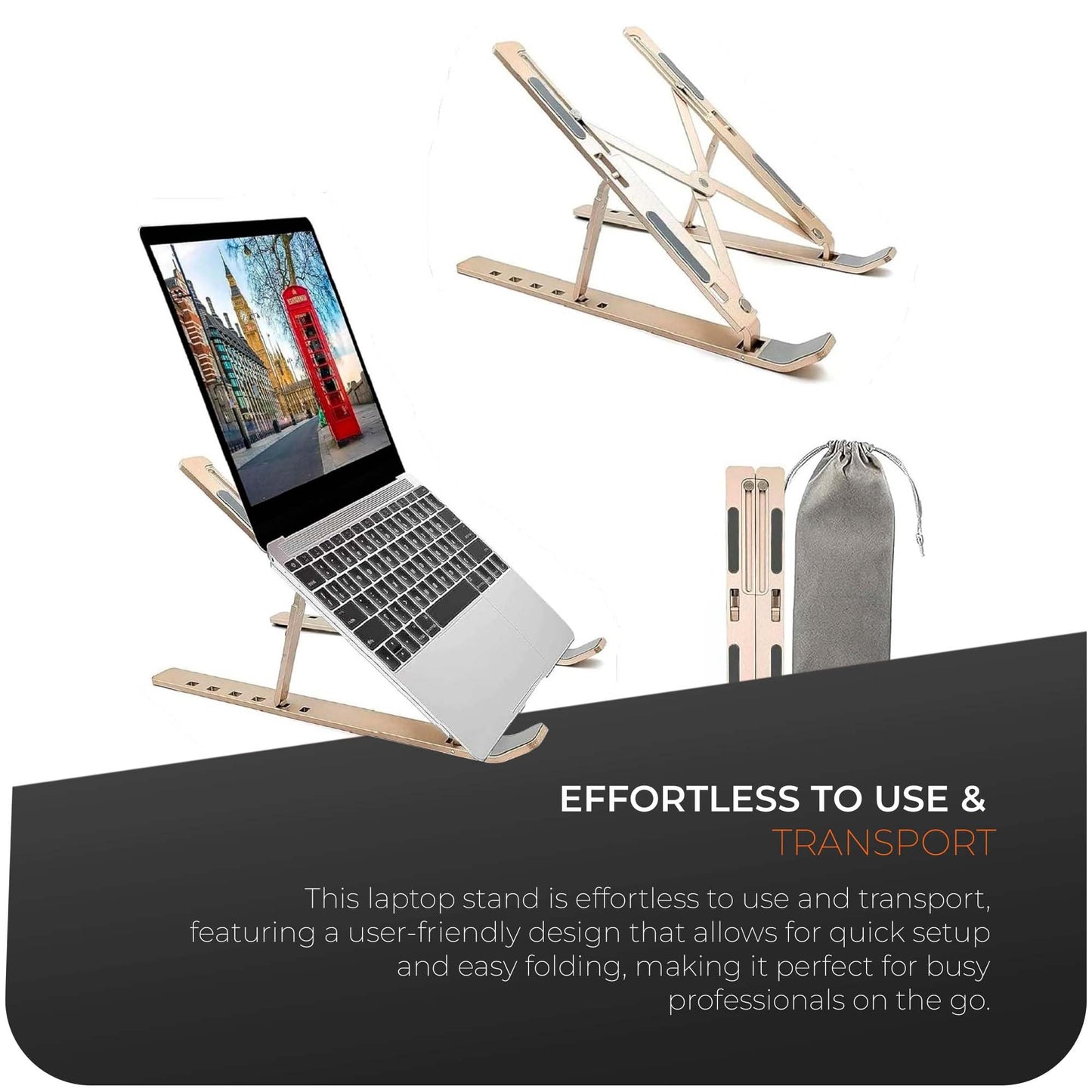 Roe Tenpo Adjustable Laptop Stand for Desk, 6-Angle Laptop Riser Portable Laptop Holder