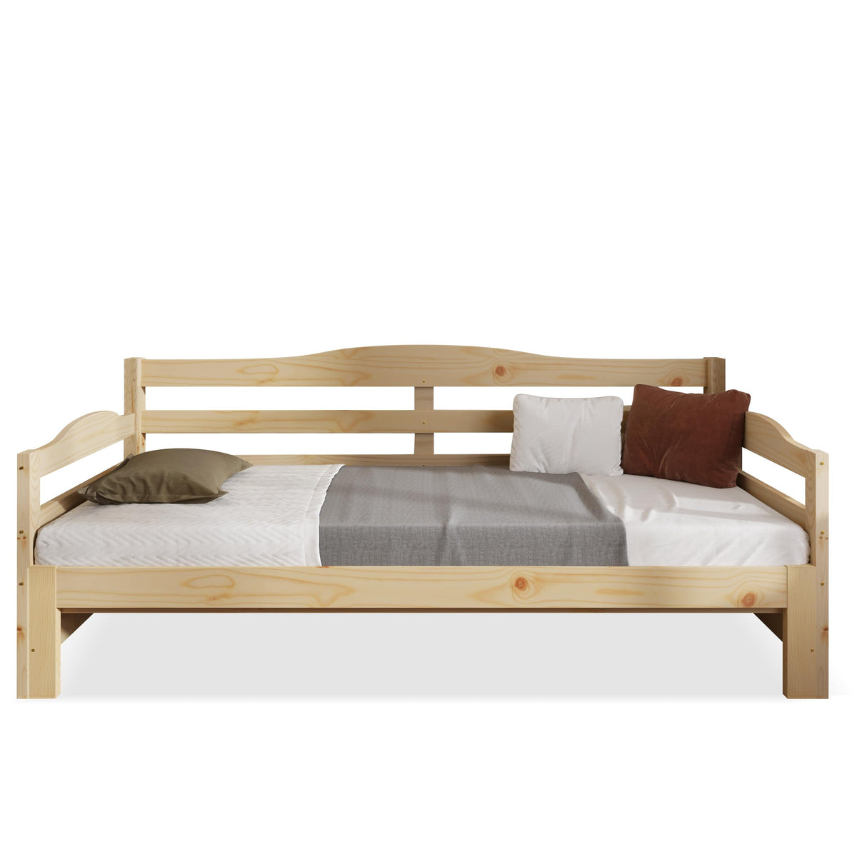 Merax Pull out Sofa Bed with Extendable Unit | Versatile Daybed For Adults Kids Teenagers | Modern Trundle Bed With Curved Side Panels and Back