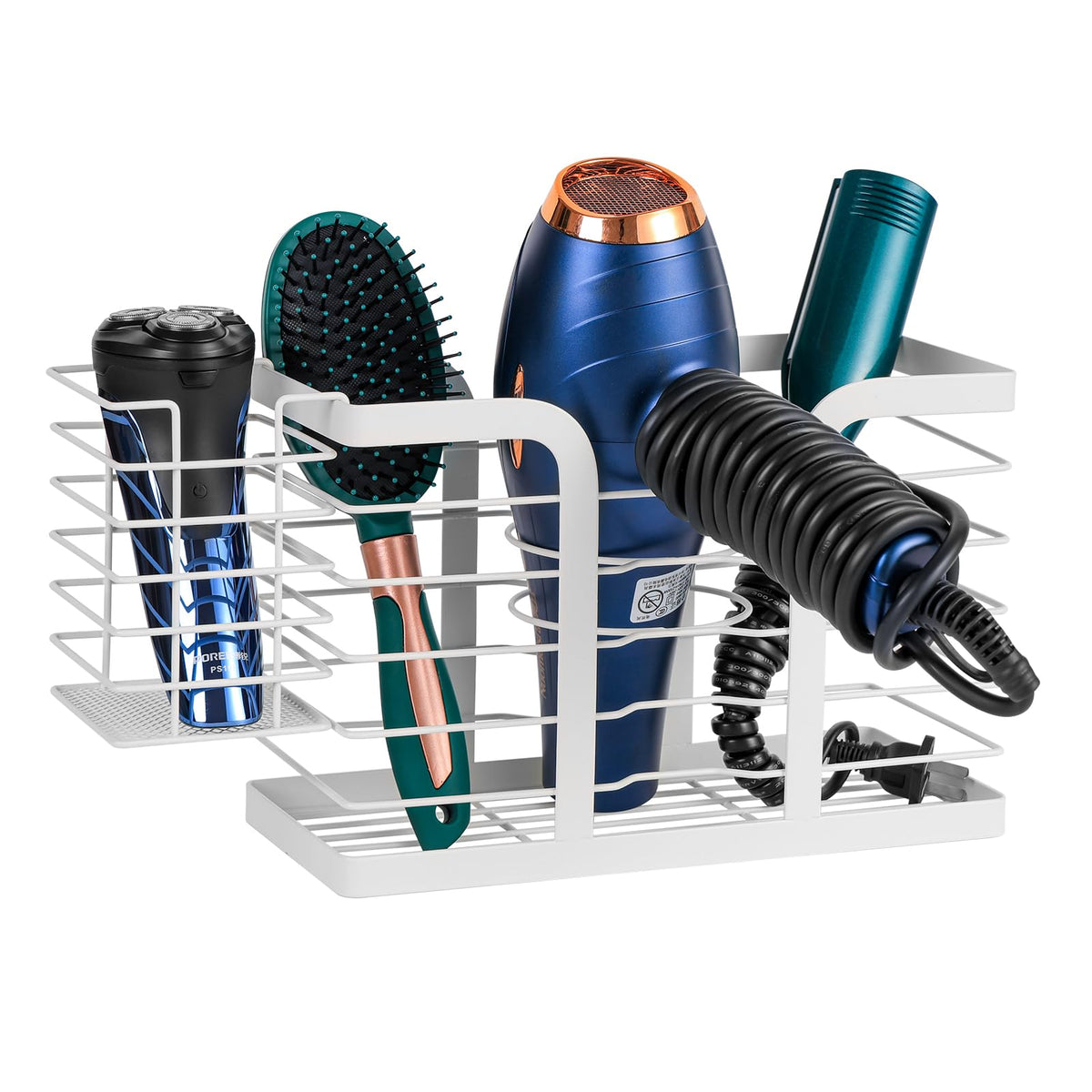 YUET Hair Dryer Holder Station/Wall Mounted,With Self Adhesive Pads No Drill,Hairdryer Tools Organizer,Hair Accessories Organiser Storage for Hair