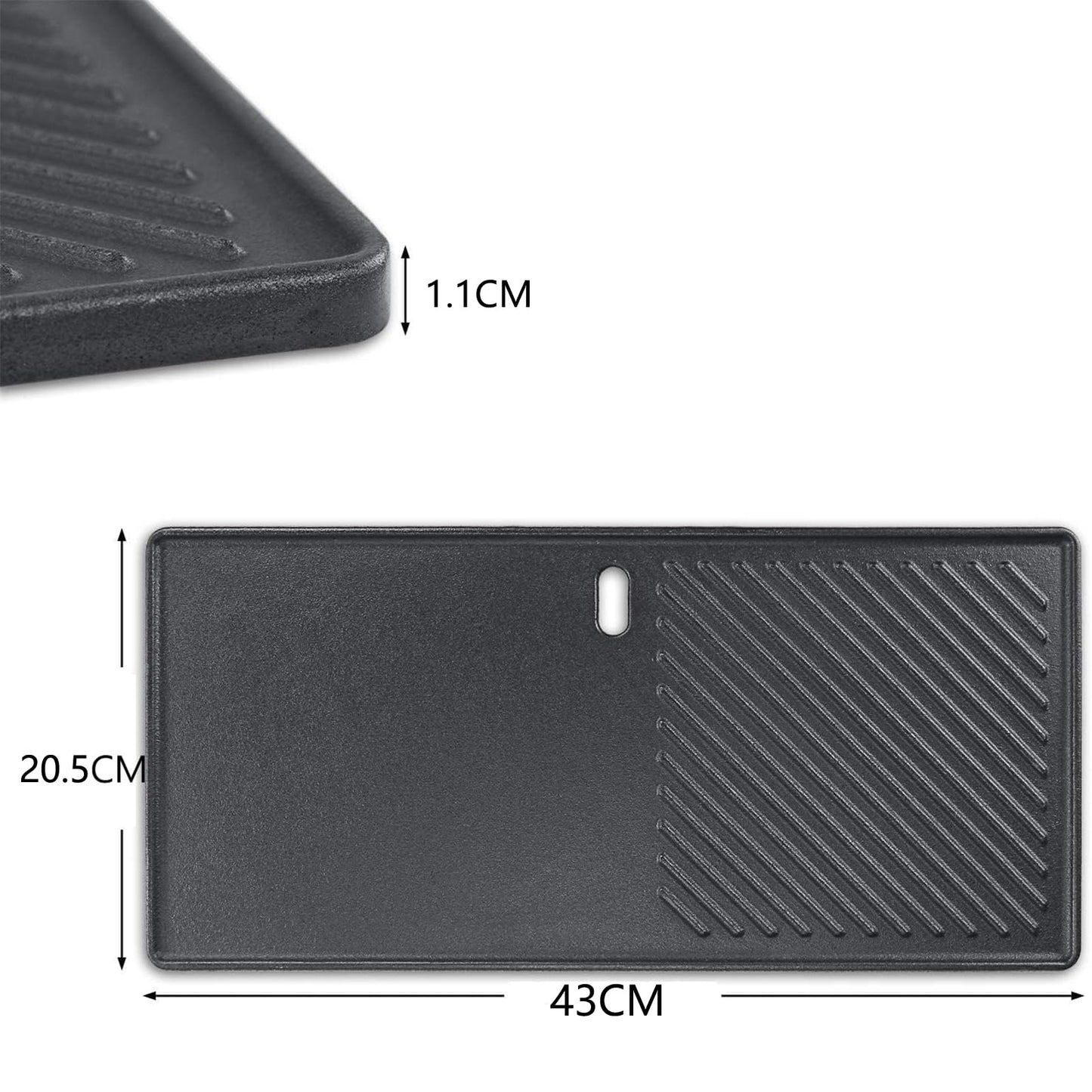 GFTIME 43 x 62.5cm Cast Iron Grill Grates & Grill Plate Griddle for Enders Boston 3, Enders Monroe Pro 3, Charbroil, Kenmore, Landmann, Broil King Gas