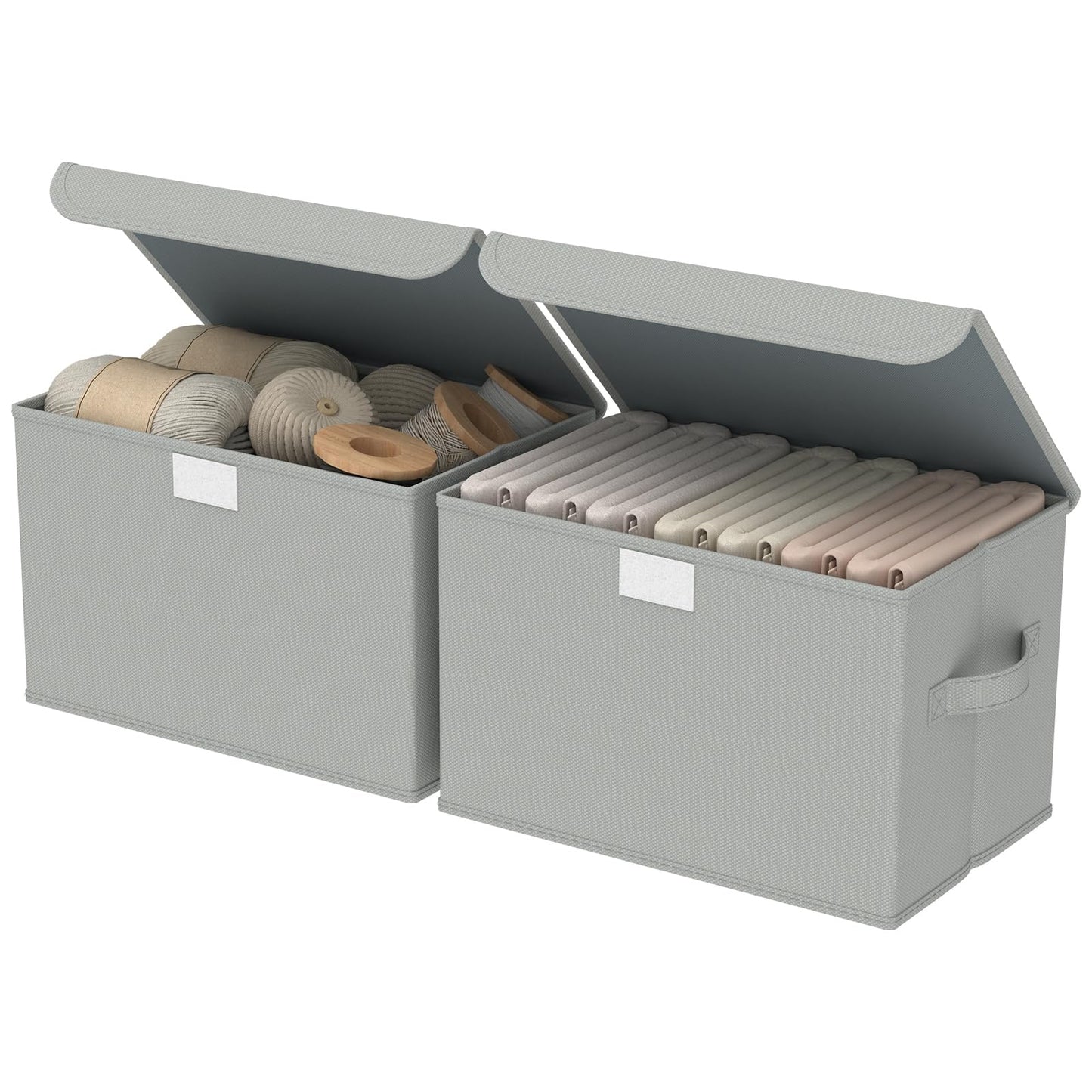 GUOHNHE Storage Bin with Lid, Closet Boxes, 2 Pack, Grey, 26x20x17 cm