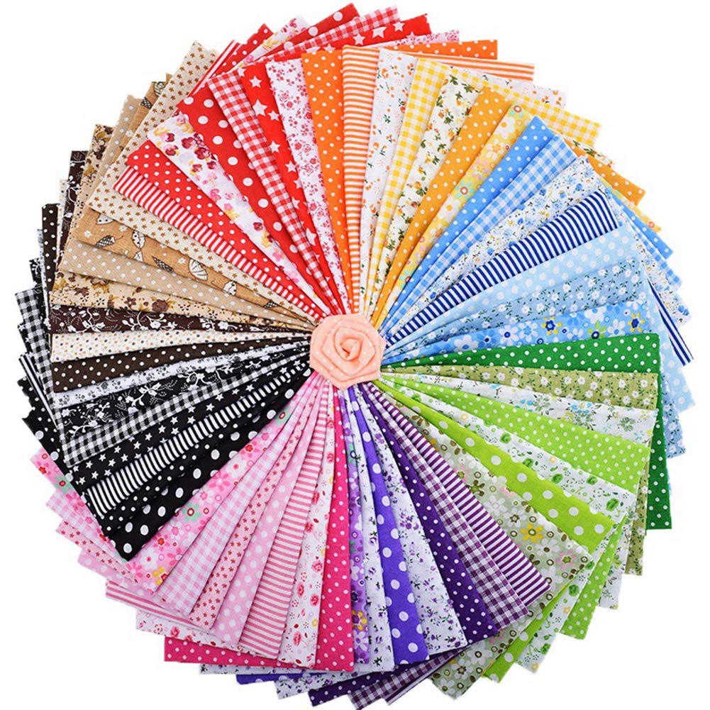 ZGXY Fabric, 56 pcs/lot Top Cotton 9.8" x 9.8" (25cm x 25cm) Squares Patchwork, Precut Multi-Color and Different Pattern for Sewing Quilting Crafting,
