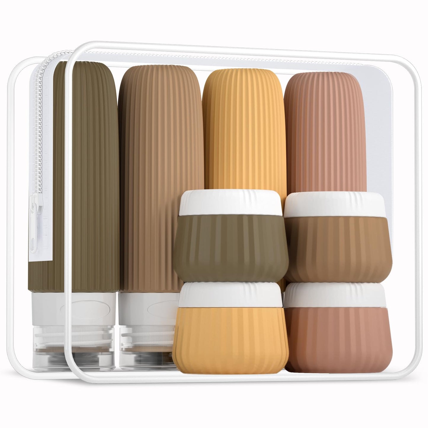 Gemice Travel Bottles for Toiletries 8 pcs Tsa Approved Travel Size Toiletries 90ml Travel Containers for Toiletries BPA free Silicone Cream Jars Leak