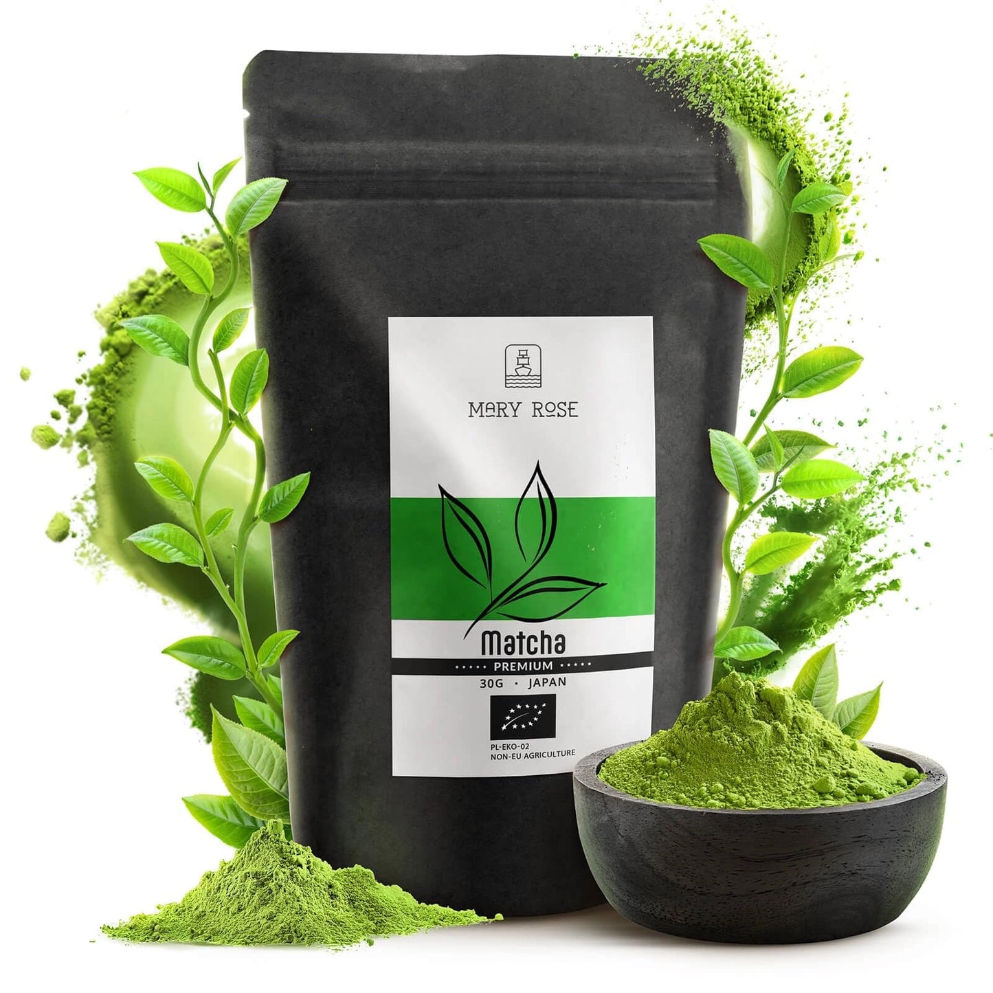 Mary Rose Organic Matcha Powder 30g ? Premium Japanese Green Tea from Kagoshima, First Harvest for Traditional Matcha Tea & Lattes