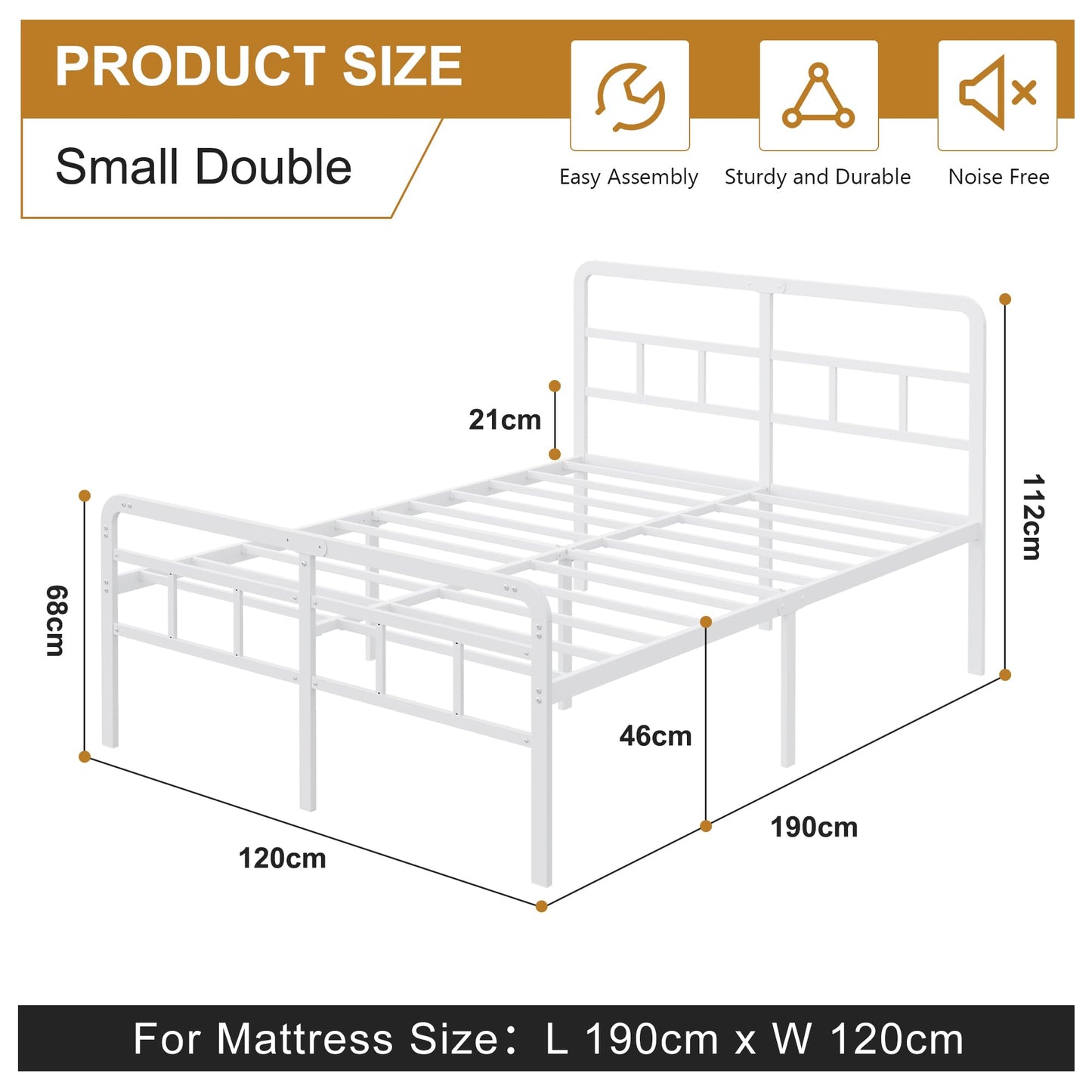 Yicensen Small Double Bed Frame with Headboard and Footboard
