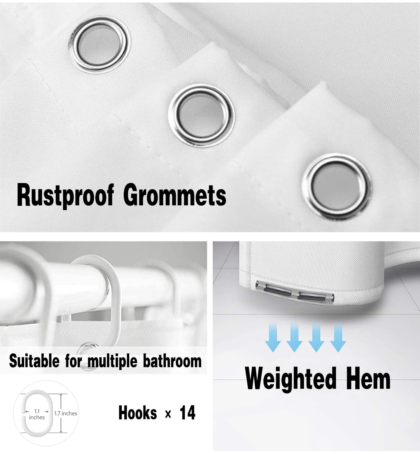 GONOVE Shower Curtain 240 x 200cm Mildew Resistant Waterproof Thicken Polyester Fabric Rose Flowers Bathroom Shower Curtain Liner Long Washable Bath