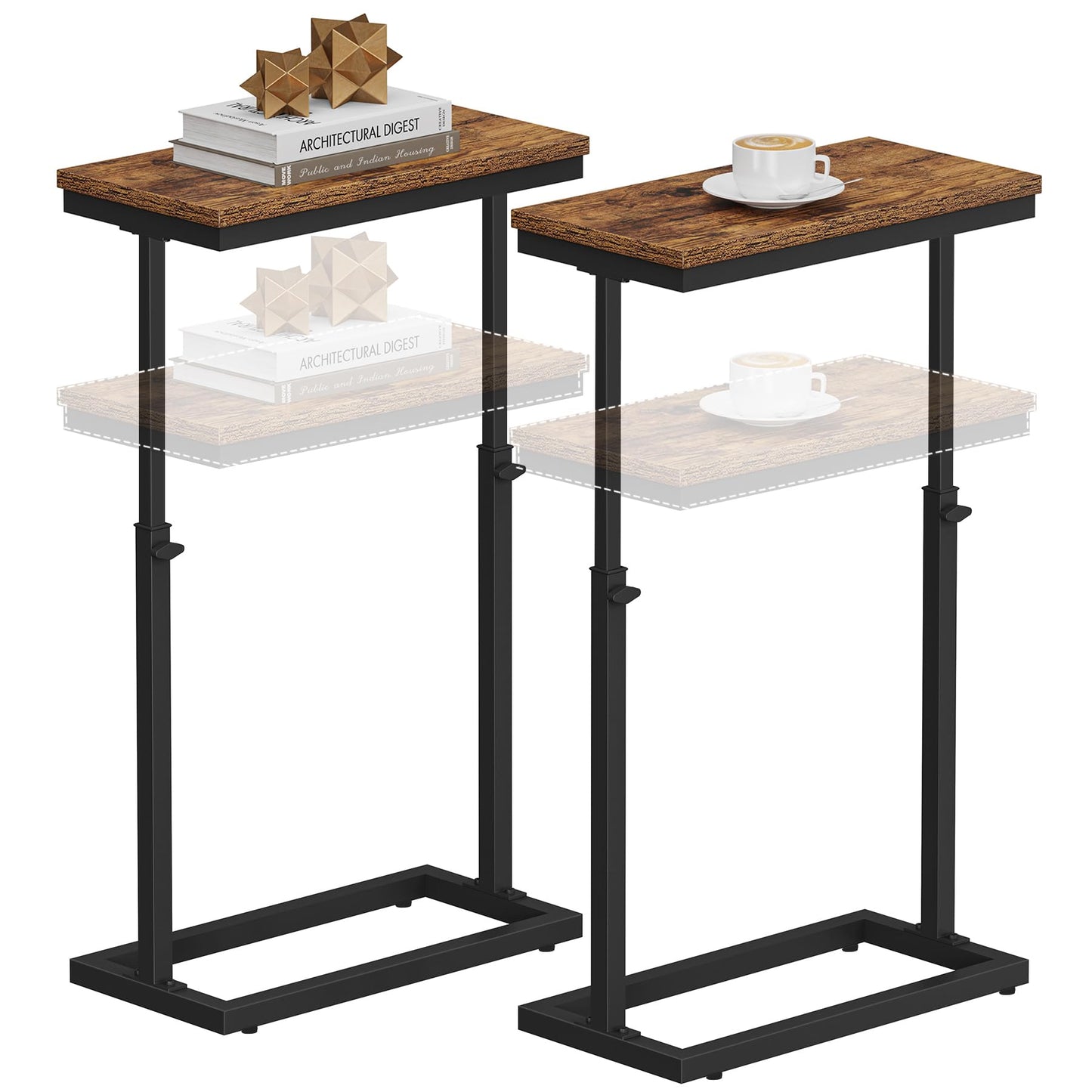 TUTOTAK End Table, Side Table, Tall Couch Table, Sofa Table, Living Room, Bed Room, Brown TB01BB0832EU