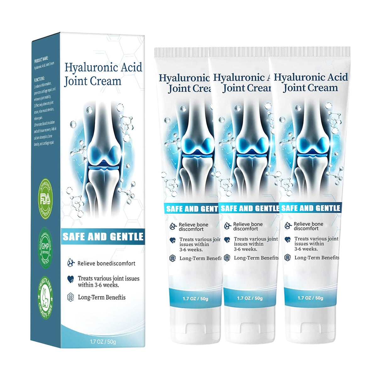 Hyaluronic Acid Joint Cream - Joint Relief Cream - Joint Relief Gel for Rapid Soothing - Non-Greasy Long-Lasting Fast-Absorbing Deep Freeze Gel to
