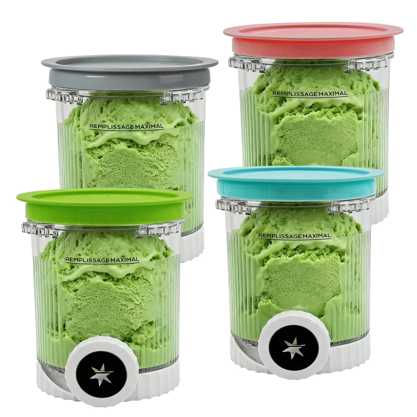 4 Pack Creami Tubs for Ninja Swirl by CREAMi Soft Serve & Ice Cream Maker NC701UK NC701 NC700 Series, Replacement Ice Cream Containers Pints Pots and