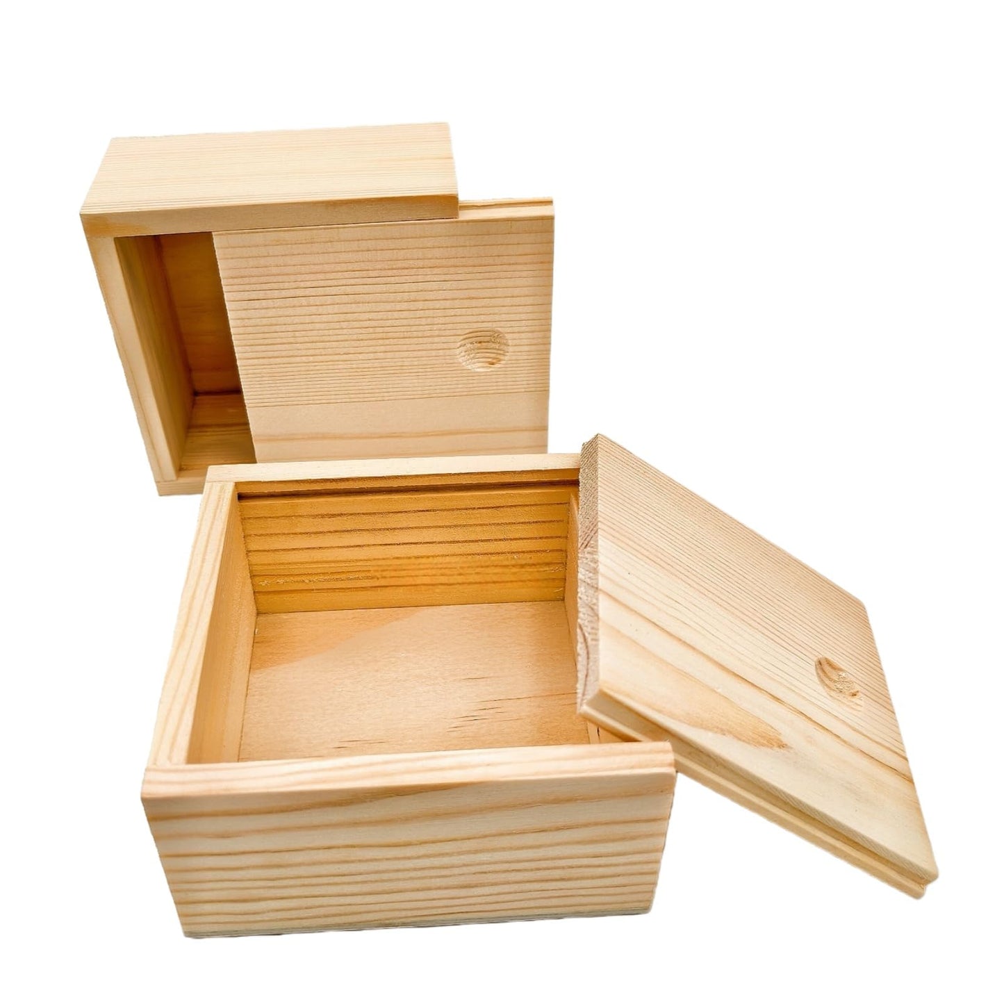 Anktily 2 Pack Unfinished Wood Storage Box with Slide Lid, Blank Natural Wood Box Case Container for Jewellery, DIY Arts & Crafts Hobbies