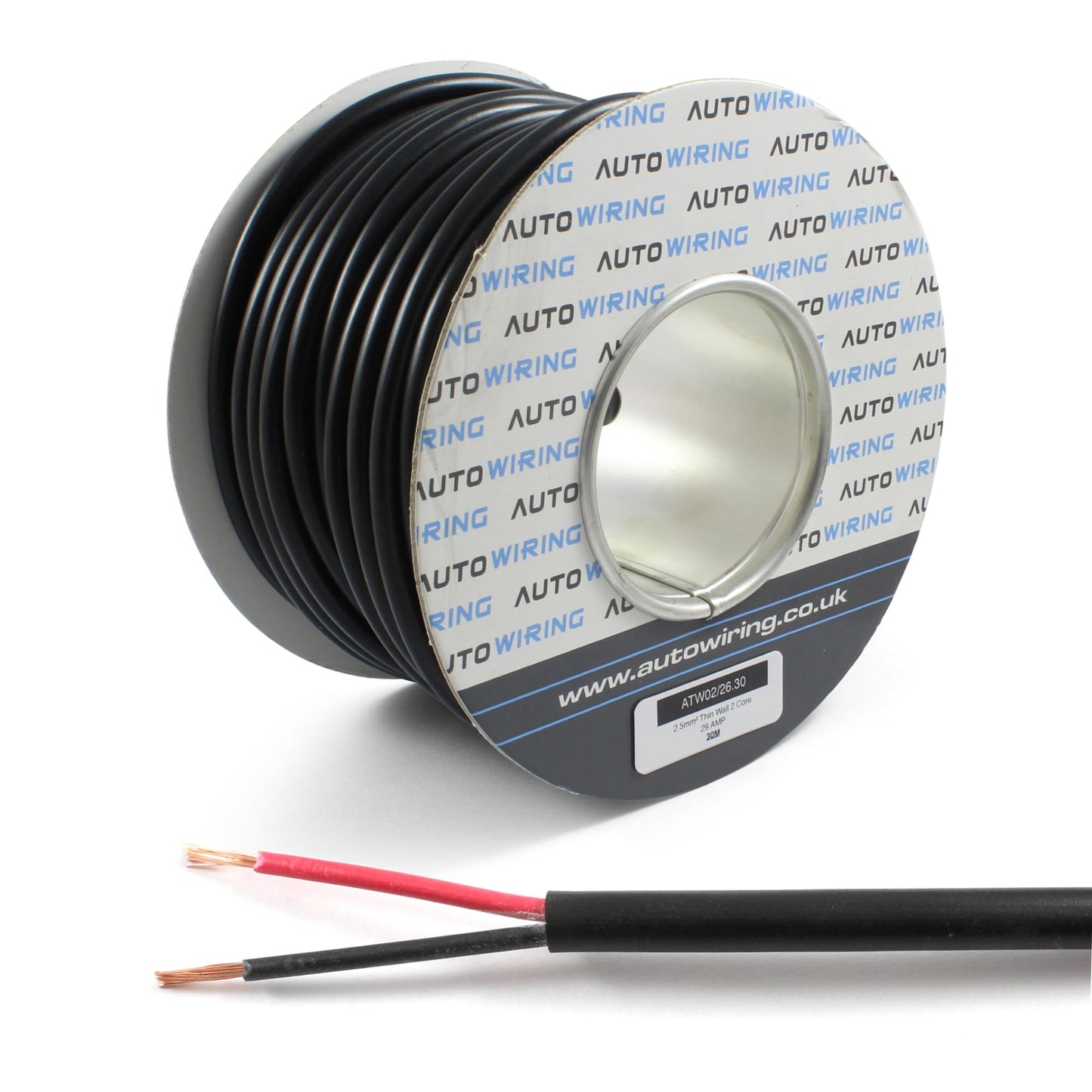 Automotive Round Twin 2 Core Cable 12v 24v Thin Wall Wire (29 AMP Rated 2.5mm?) 10/30/50/100 Metre (30M Roll)
