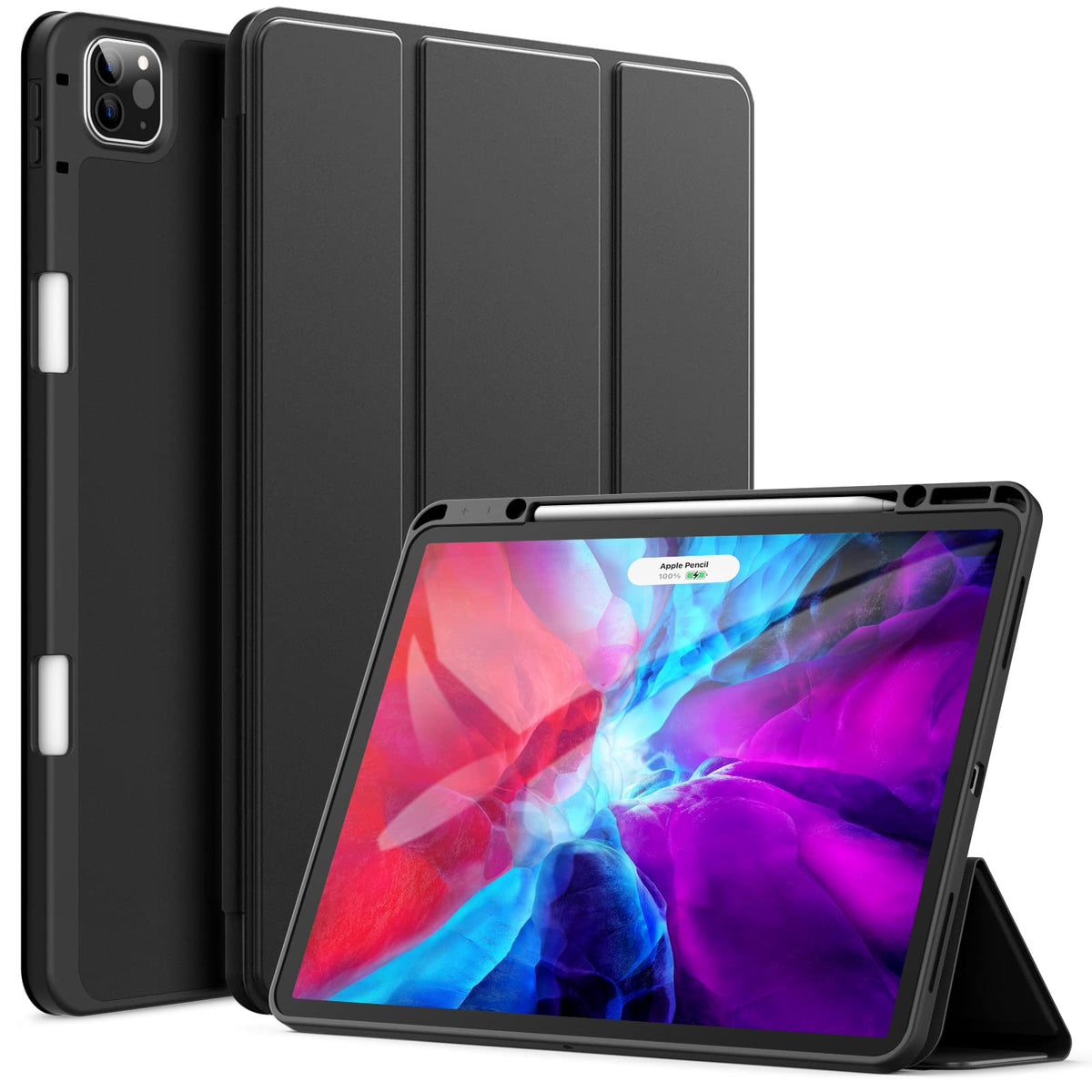 JETech Case for iPad Pro 12.9-Inch (2020/2018 Model, 4th/3rd Generation) with Pencil Holder, Support 2nd Pencil Charging, Slim Tablet Cover with Soft