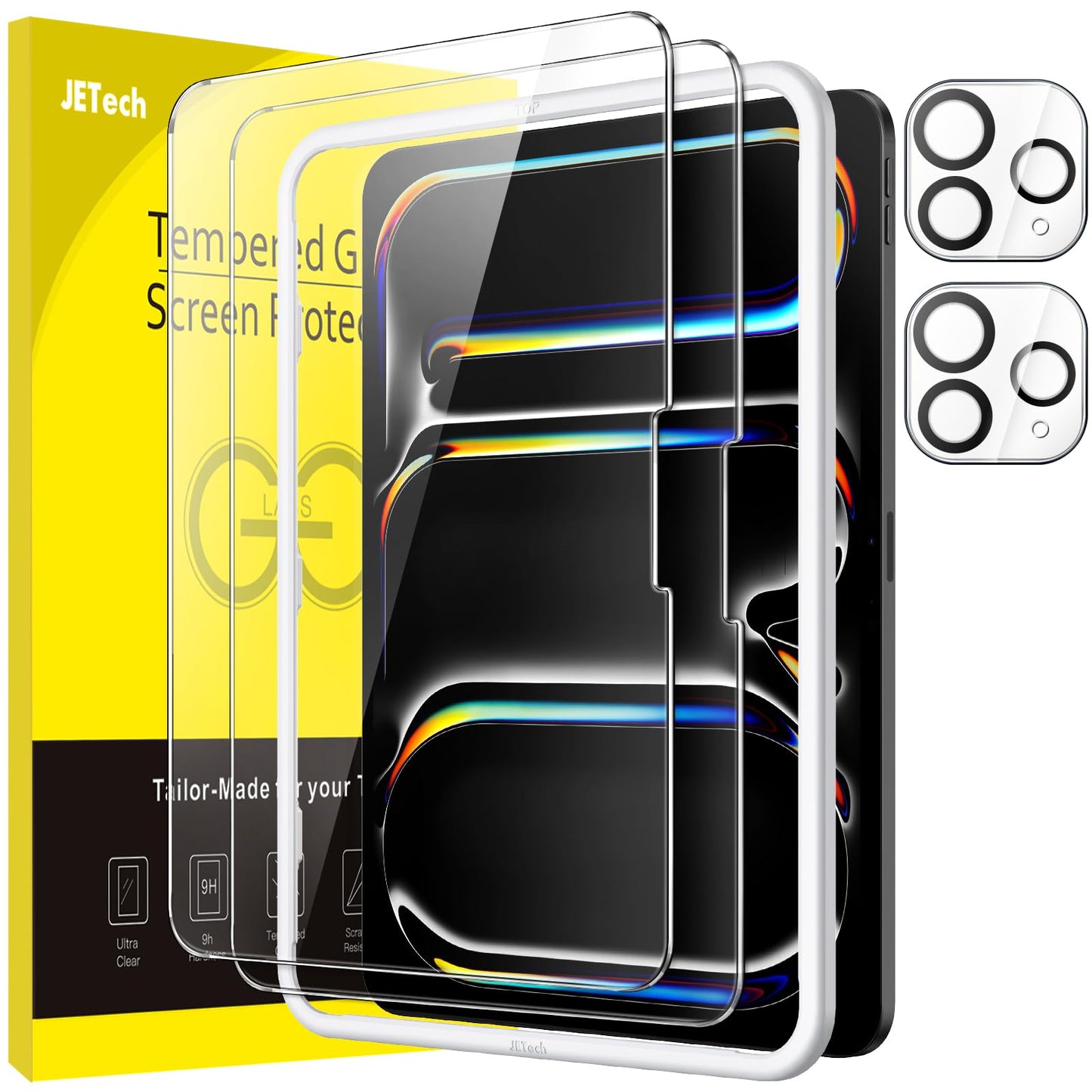 JETech Screen Protector for iPad Pro 13-Inch M5/M4 (2025/2024) with Camera Lens Protector, Easy Installation Tool, Tempered Glass Film Anti-Scratch,