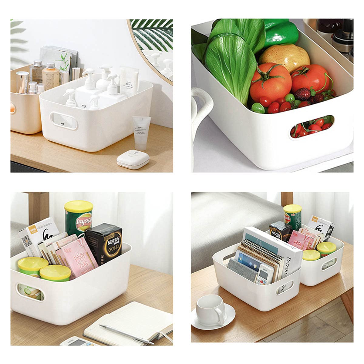 Bgfuni Set of 8 Small Plastic Storage Baskets, Office Home and Kitchen Tidy Organiser