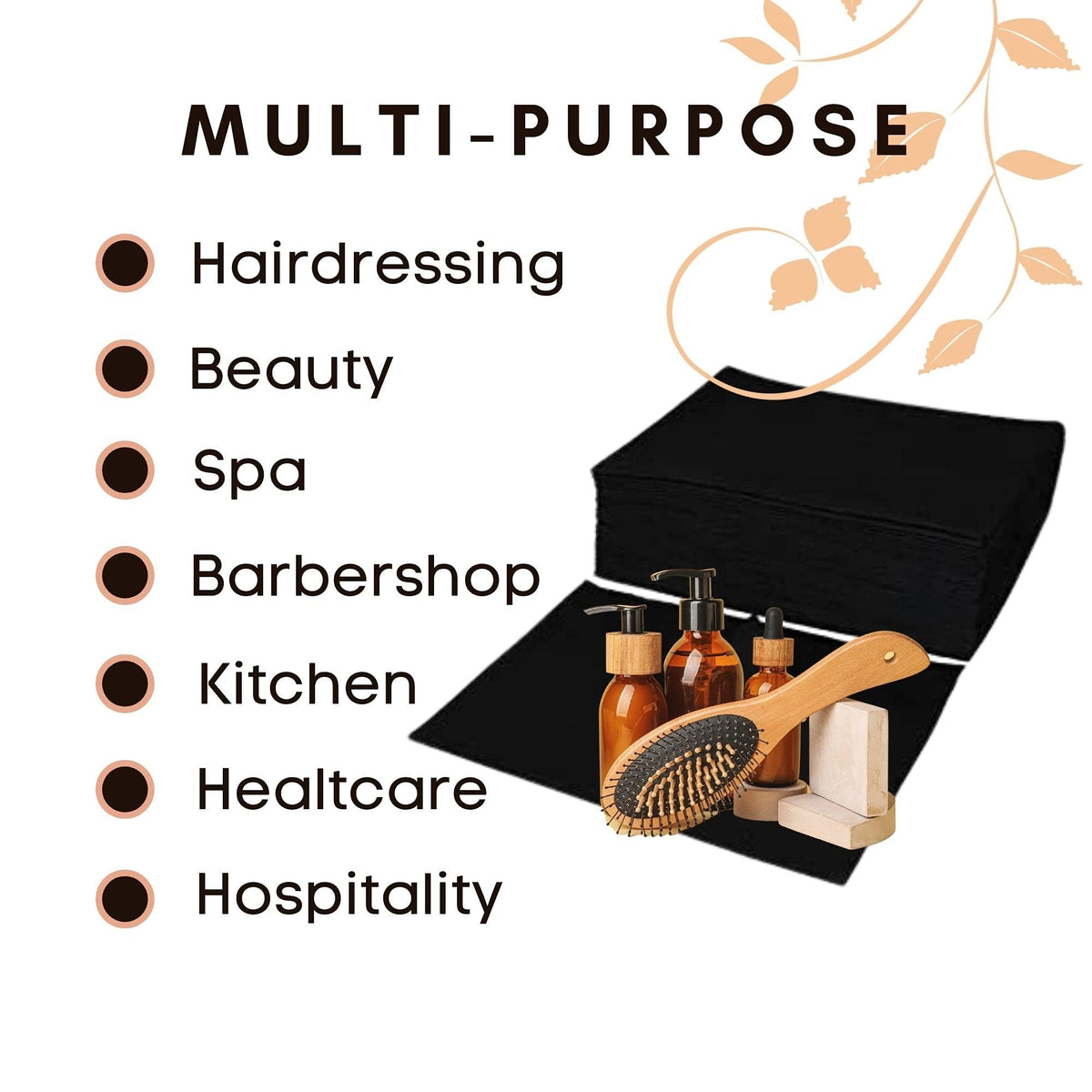 EKO Higiena 70×50 Black Disposable Hairdressing Towels – Perforated & Viscose Polyester Fabric – Face Cloths, Body Wipes, Makeup Pads – For Salon Use