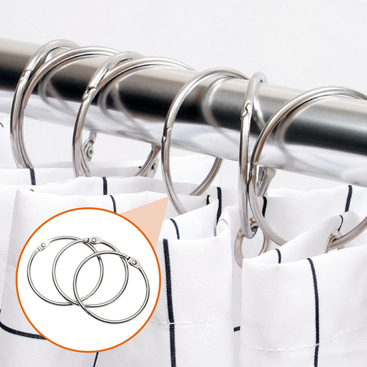 40 Pieces Curtain Rings Metal, 50mm Shower Curtain Rings for Opening