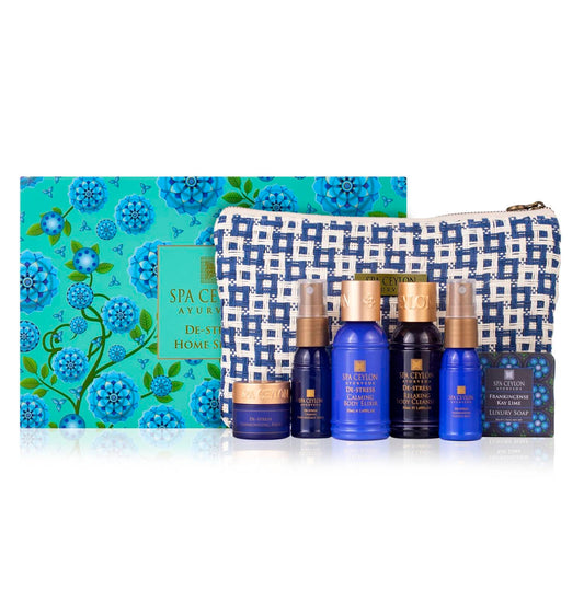 Spa Ceylon De-Stress Home Spa Set | Body Care & Mini Travel Bag | Organic Bath Products | Vegan Self Care | Gift Set