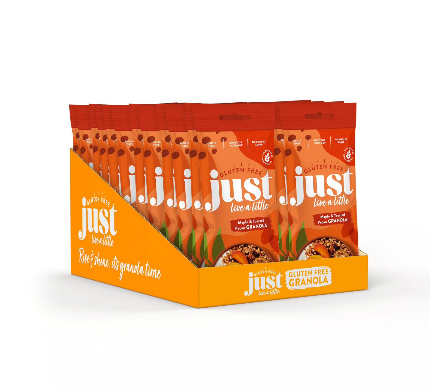 Just Live a Little Gluten Free Granola | 45g x 24 packs | Vegan Granola No Added Sugar (Maple & Pecan 24 x Portion Pack)