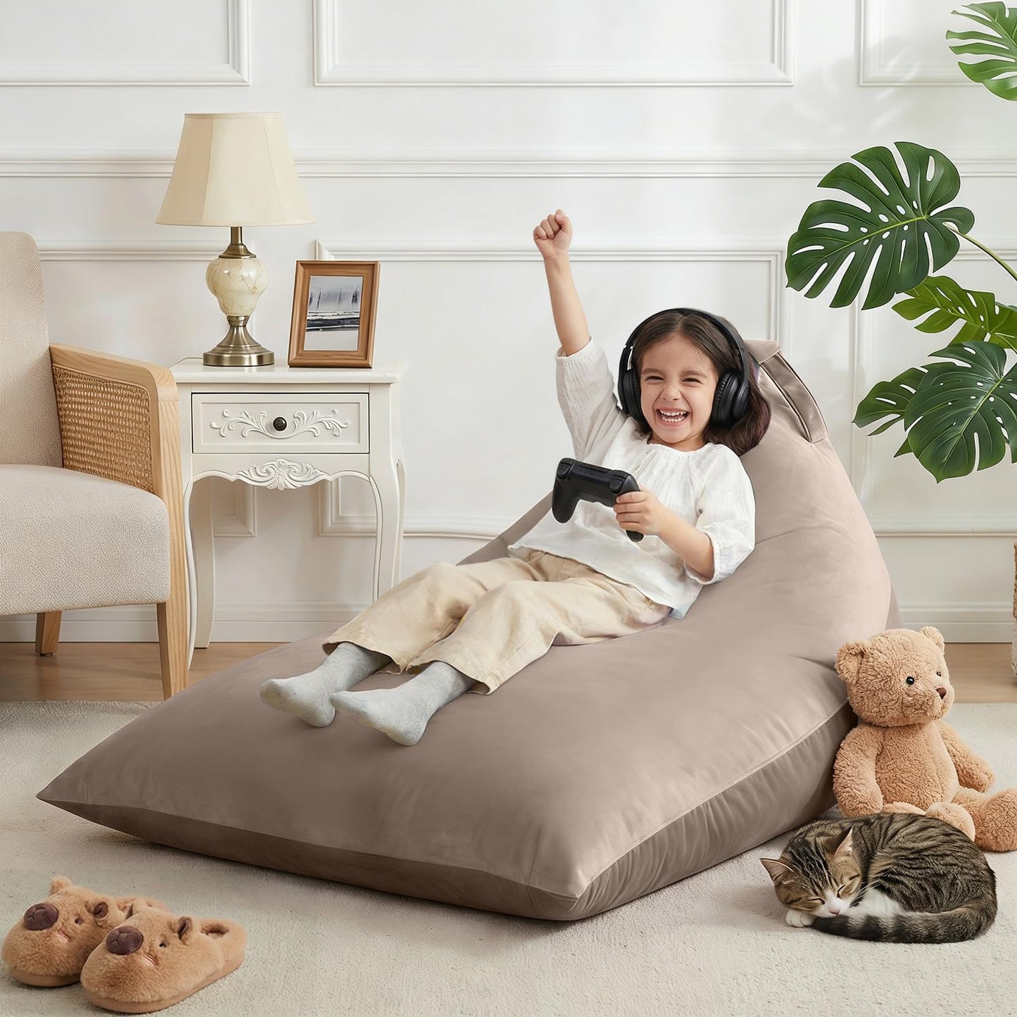 Nobildonna 4ft Bean Bag Chair Cover (No Filler) for Adults, 400L Extra Large Triangular Beanbag Chair Cover
