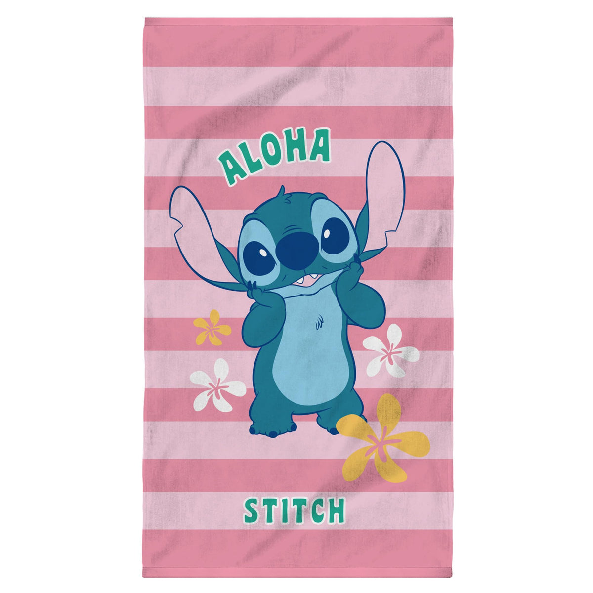 Disney Home Stitch Ohana Children's Printed Beach Towel | 100% Cotton | Oeko-TEX | 70 x 120 cm | Pink