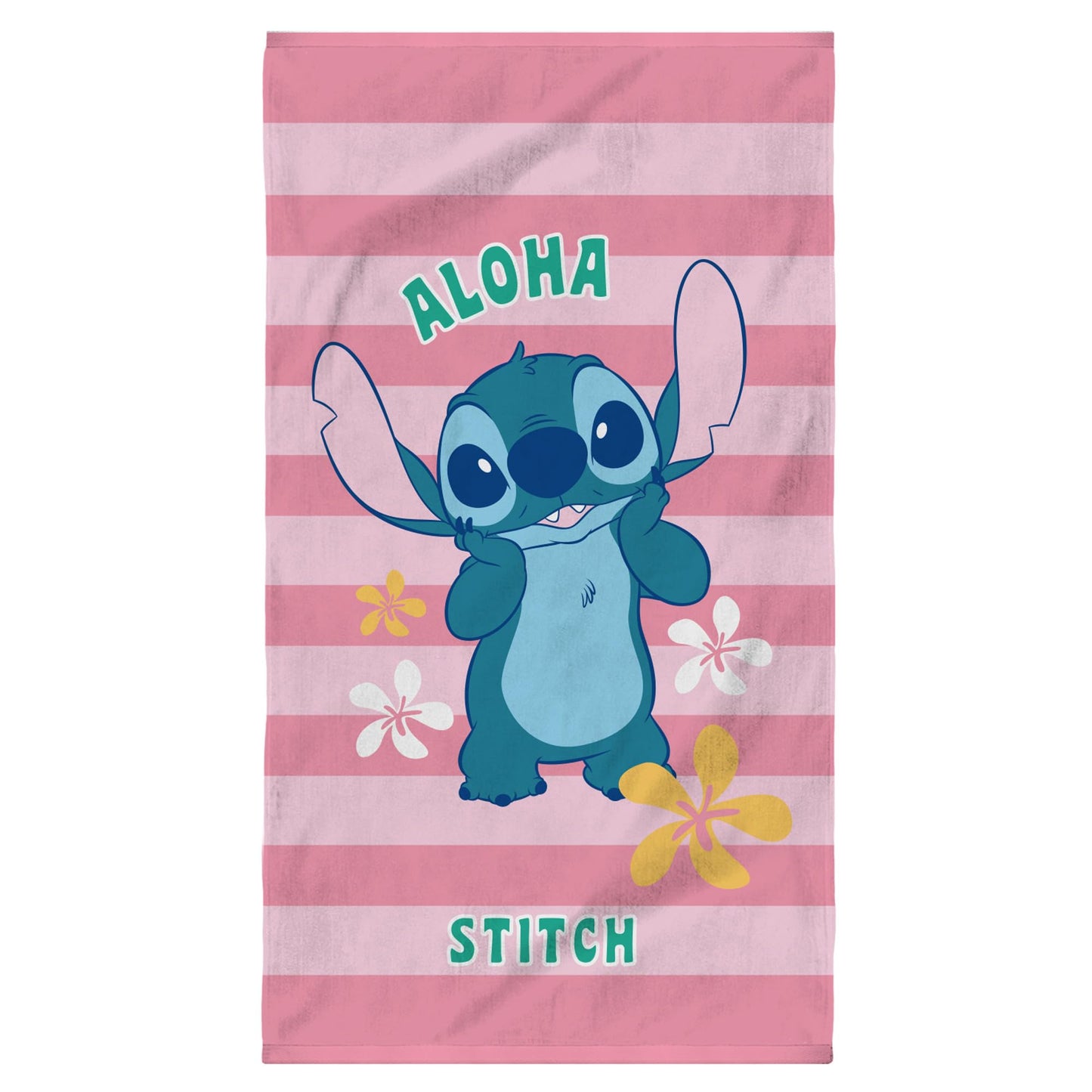 OMYDREAM Disney Home Stitch Ohana Children's Printed Beach Towel | 100% Cotton | Oeko-TEX | 70 x 120 cm | Pink