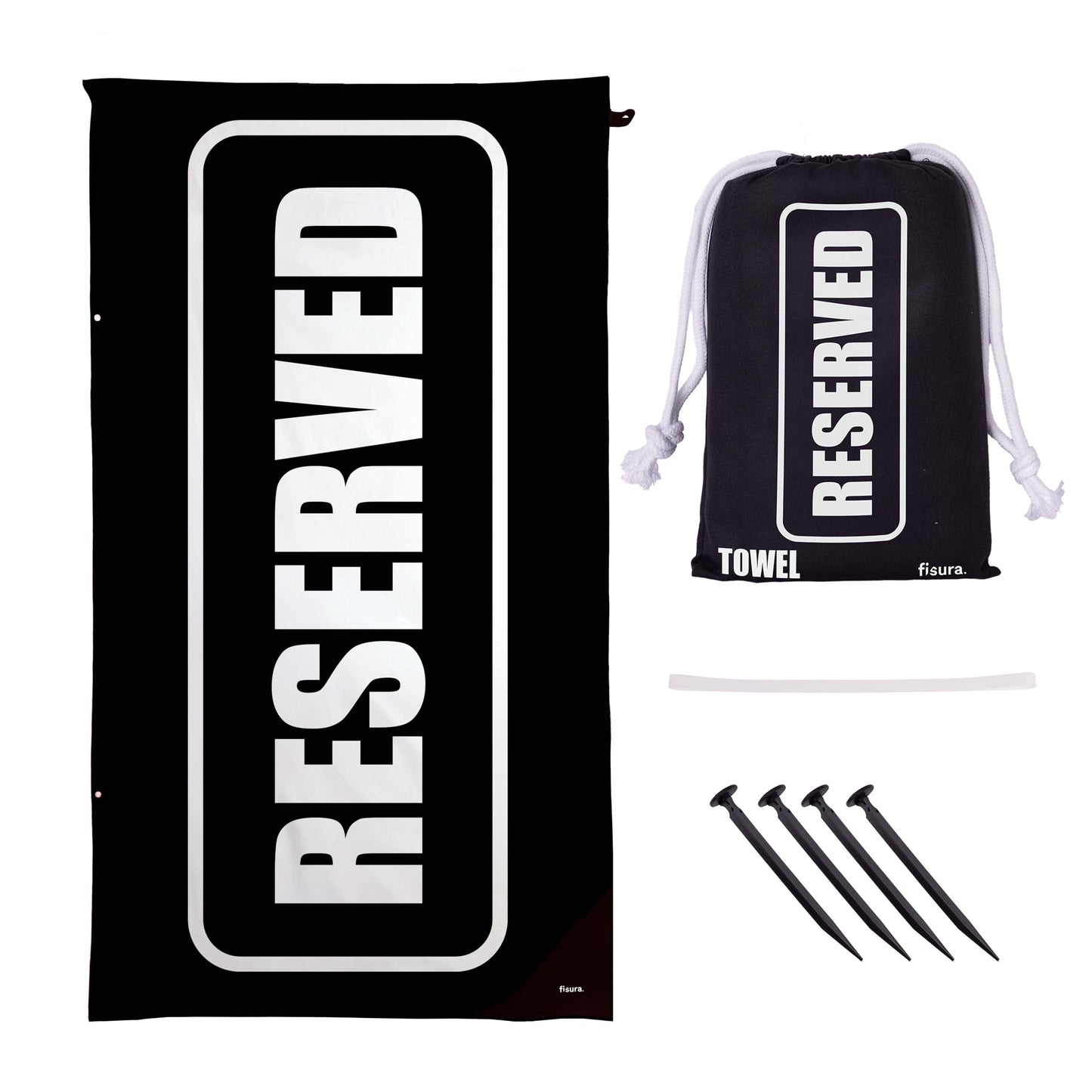 Fisura ? Oversized Beach Towel Reserved Lightweight black and white microfiber towel for the pool, beach, camping, or picnic. Sand-proof. Quick-dry.
